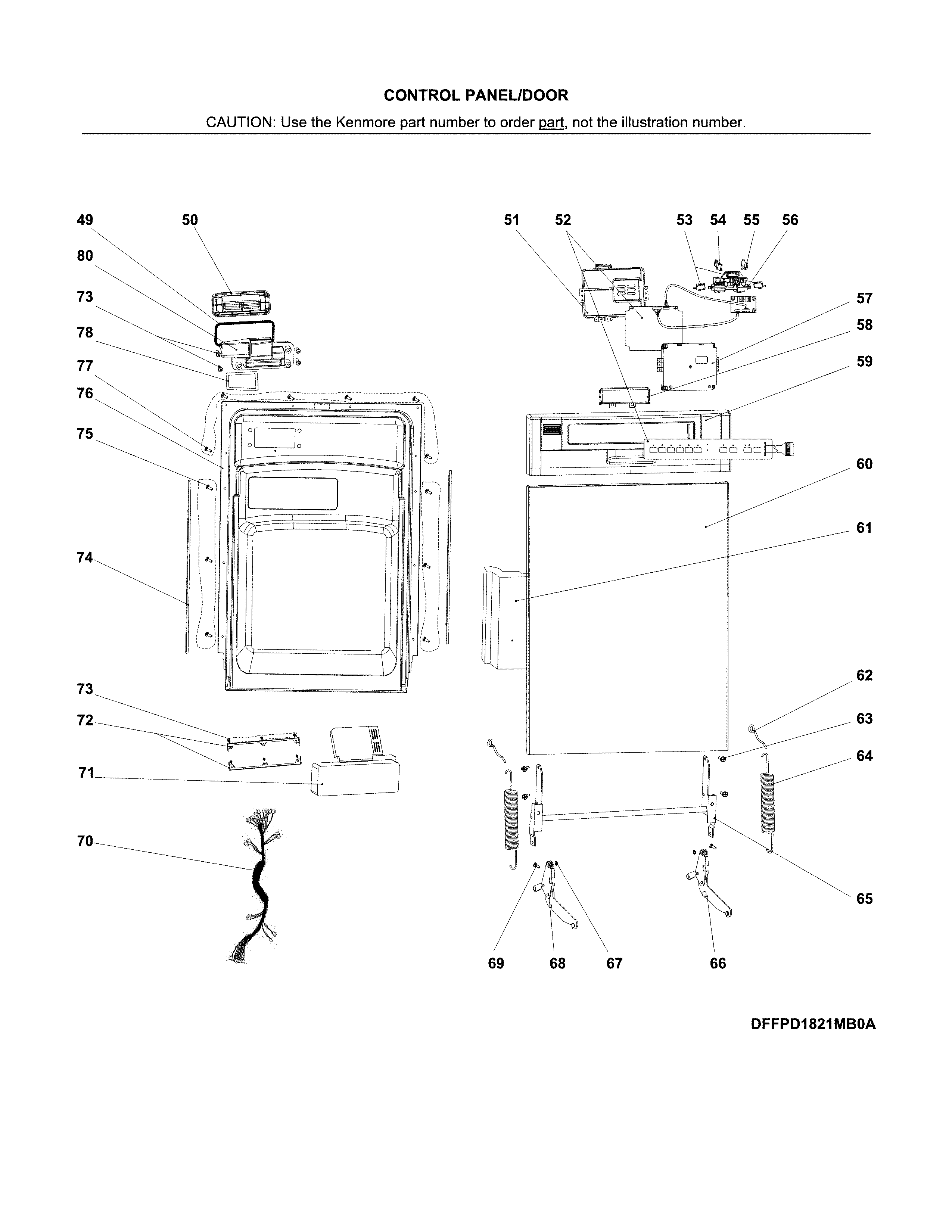 Kenmore 58714659201B control panel/door diagram
