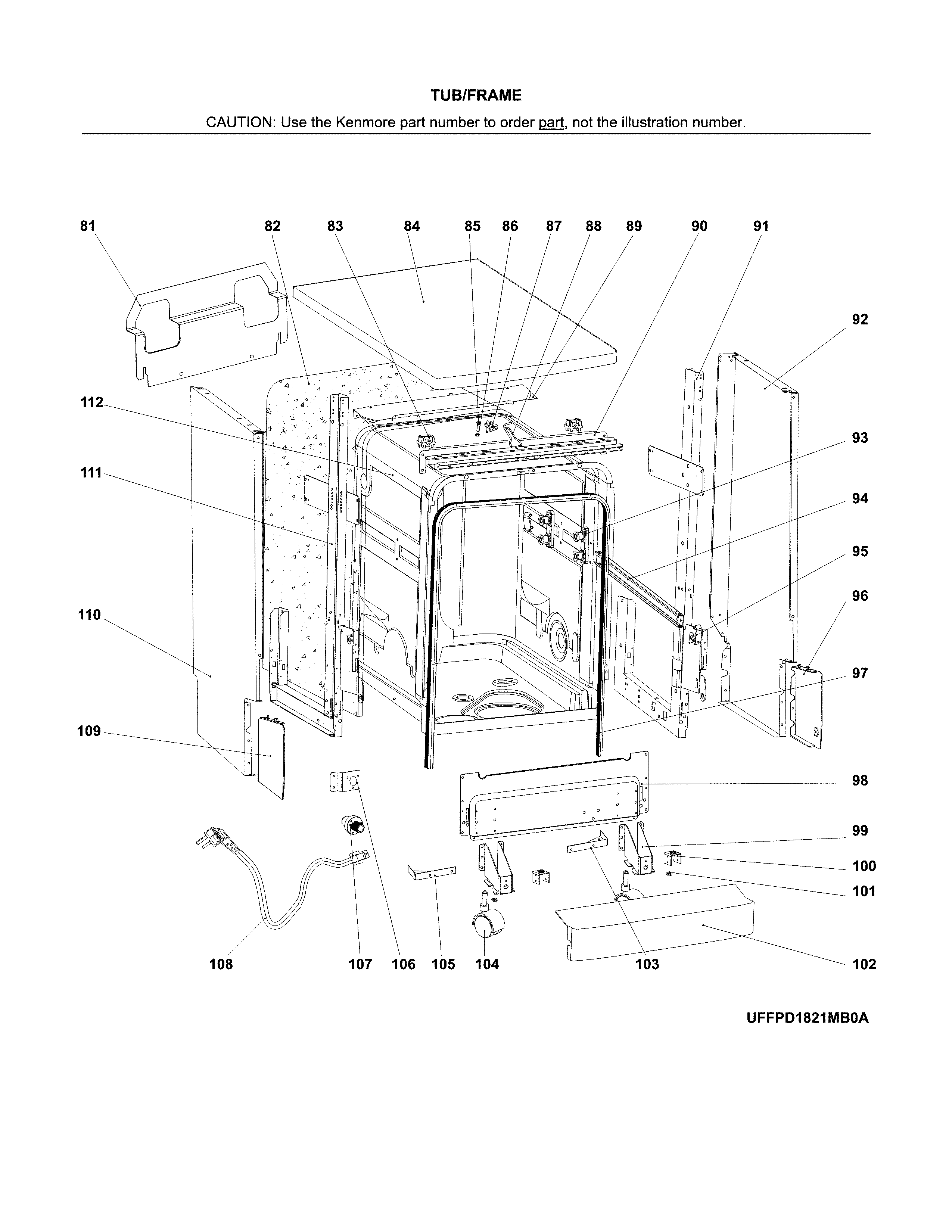 Kenmore 58714659201B tub/frame diagram