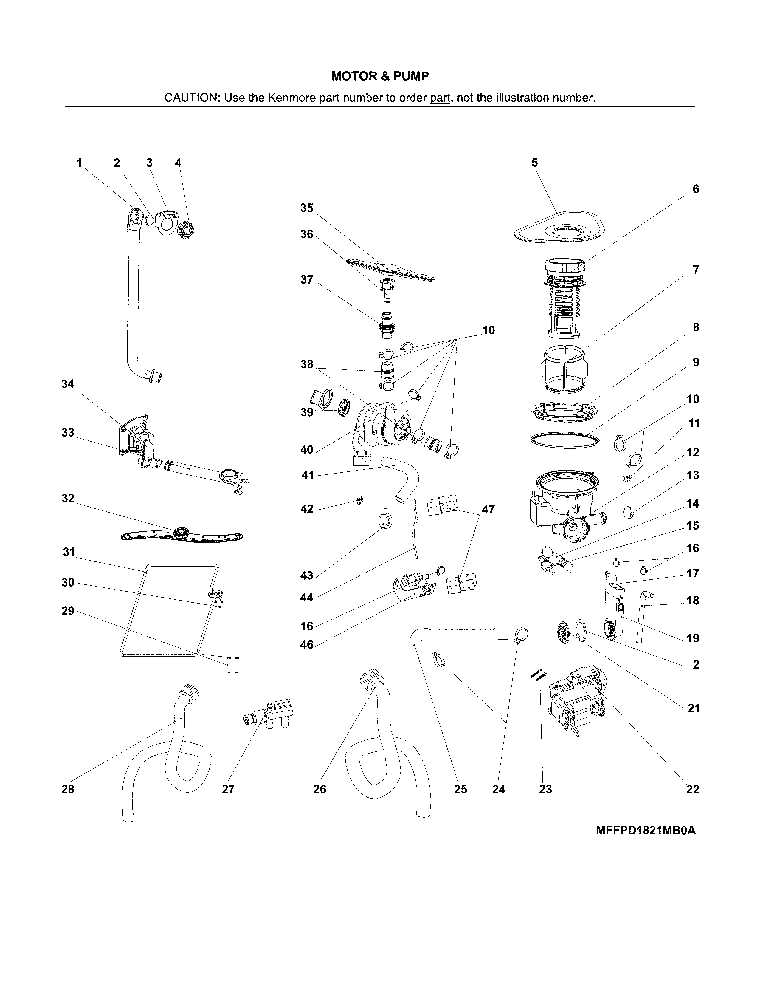 Kenmore 58714659201B motor & pump diagram