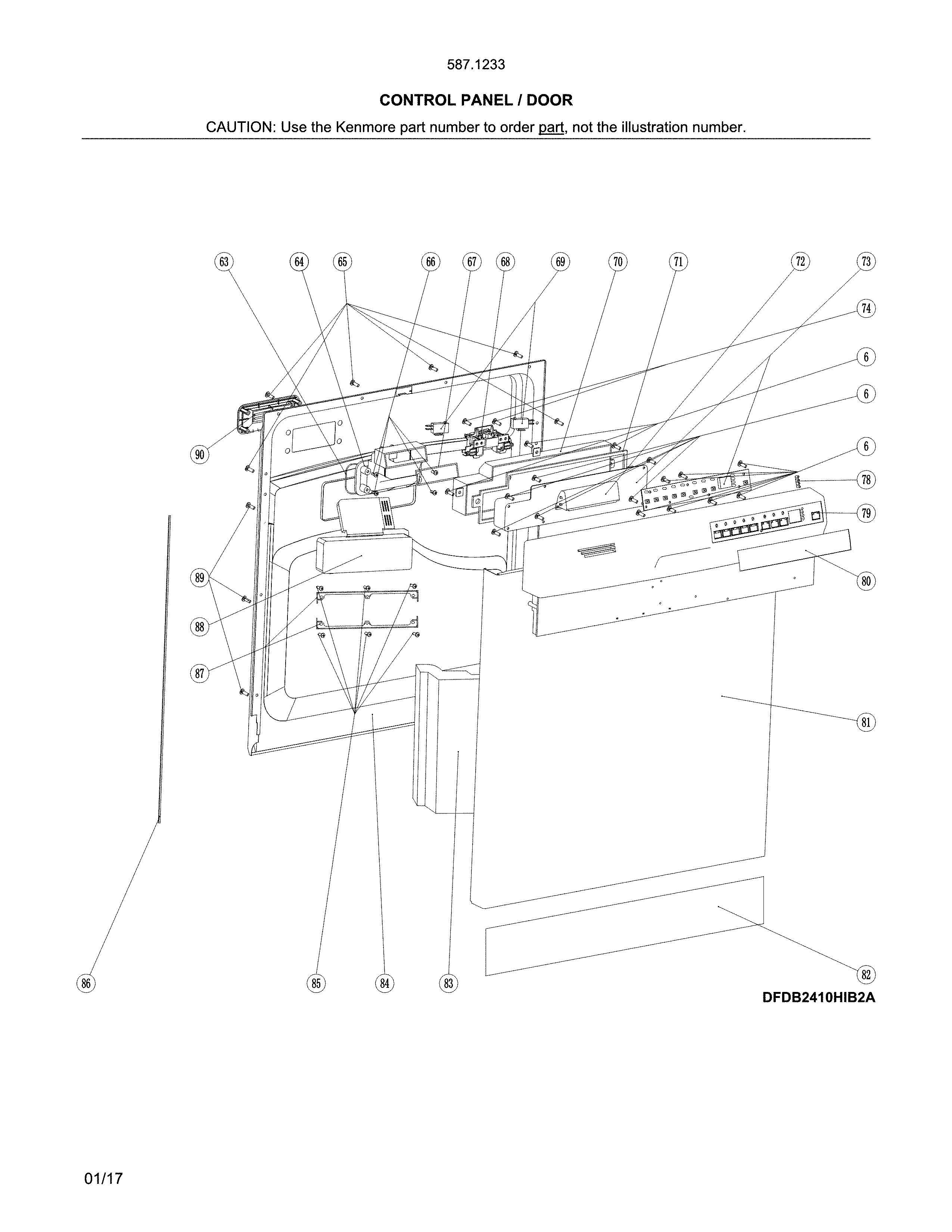 Kenmore 58712333F01B control panel/door diagram