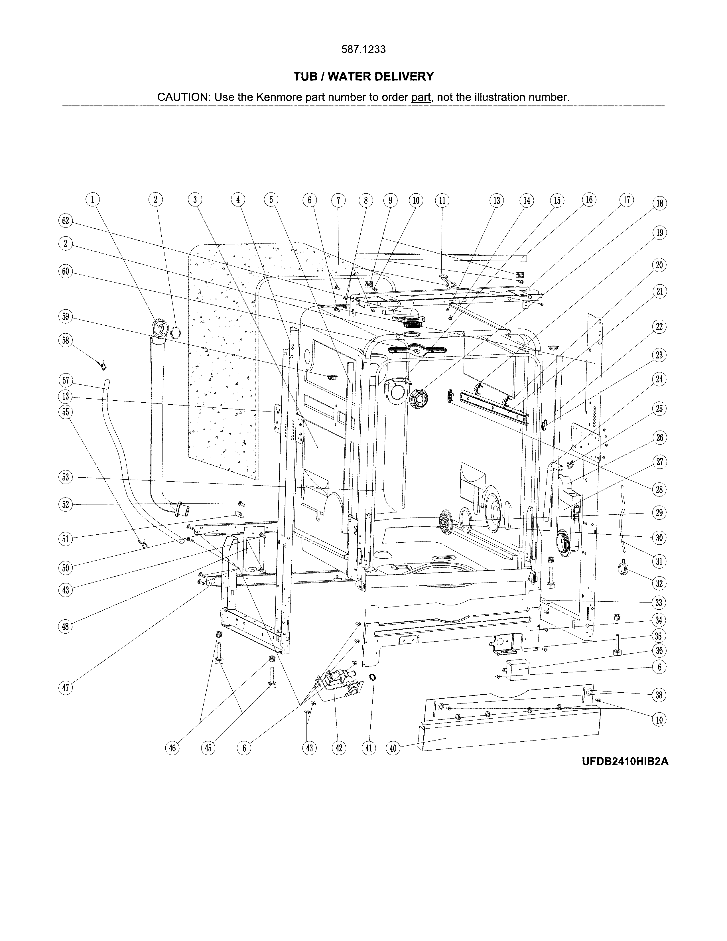 Kenmore 58712333F01B tub/water delivery diagram