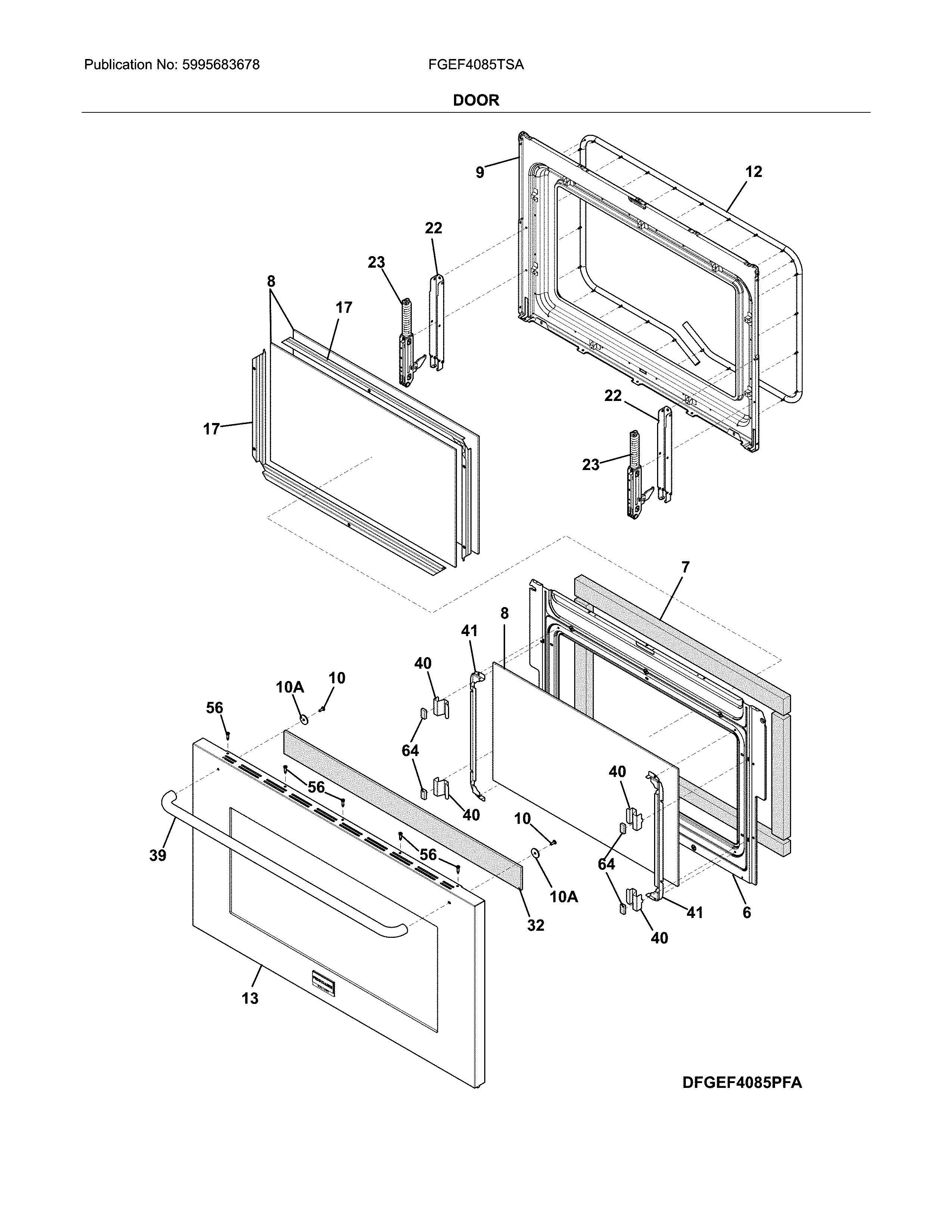 Frigidaire FGEF4085TSA door diagram