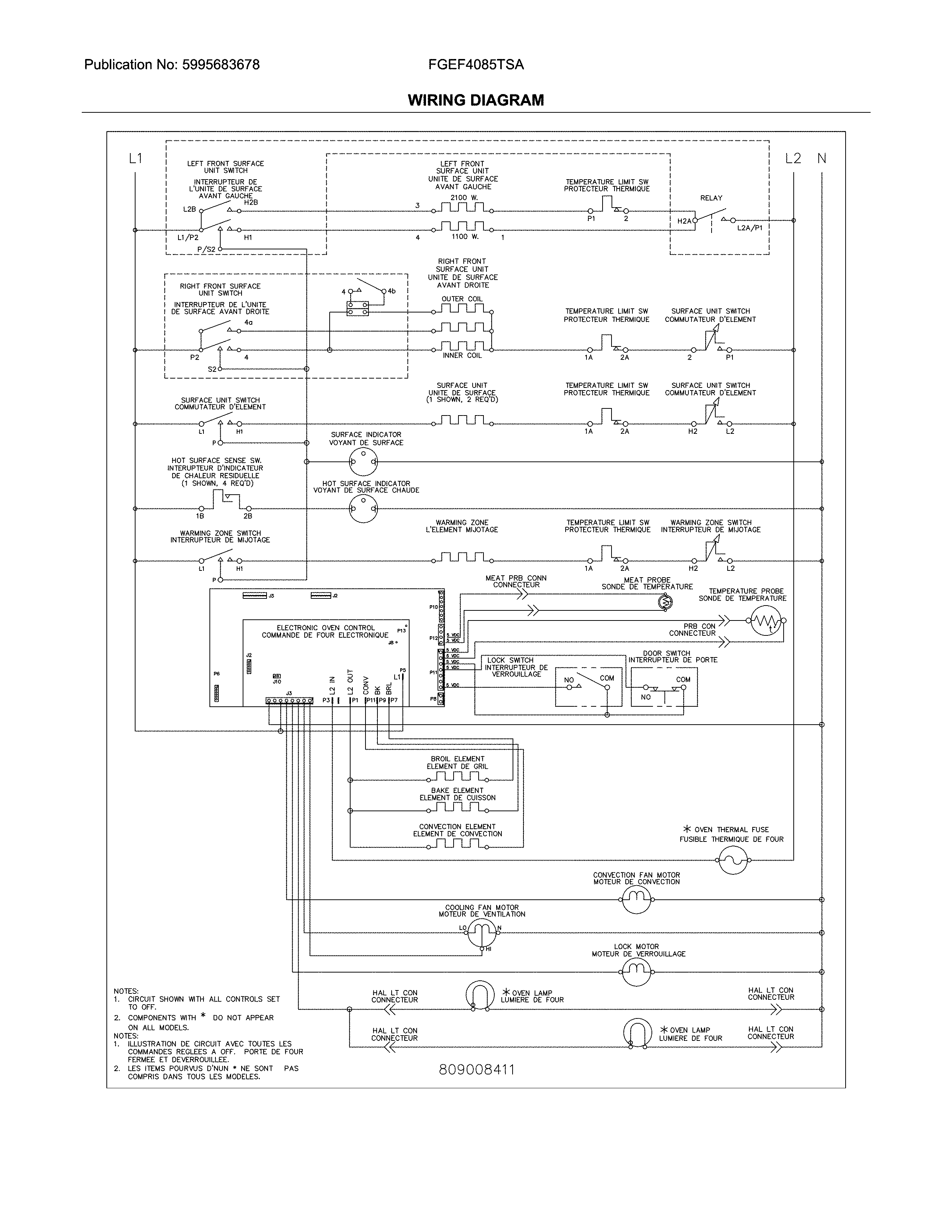 Frigidaire FGEF4085TSA wiring diagram diagram