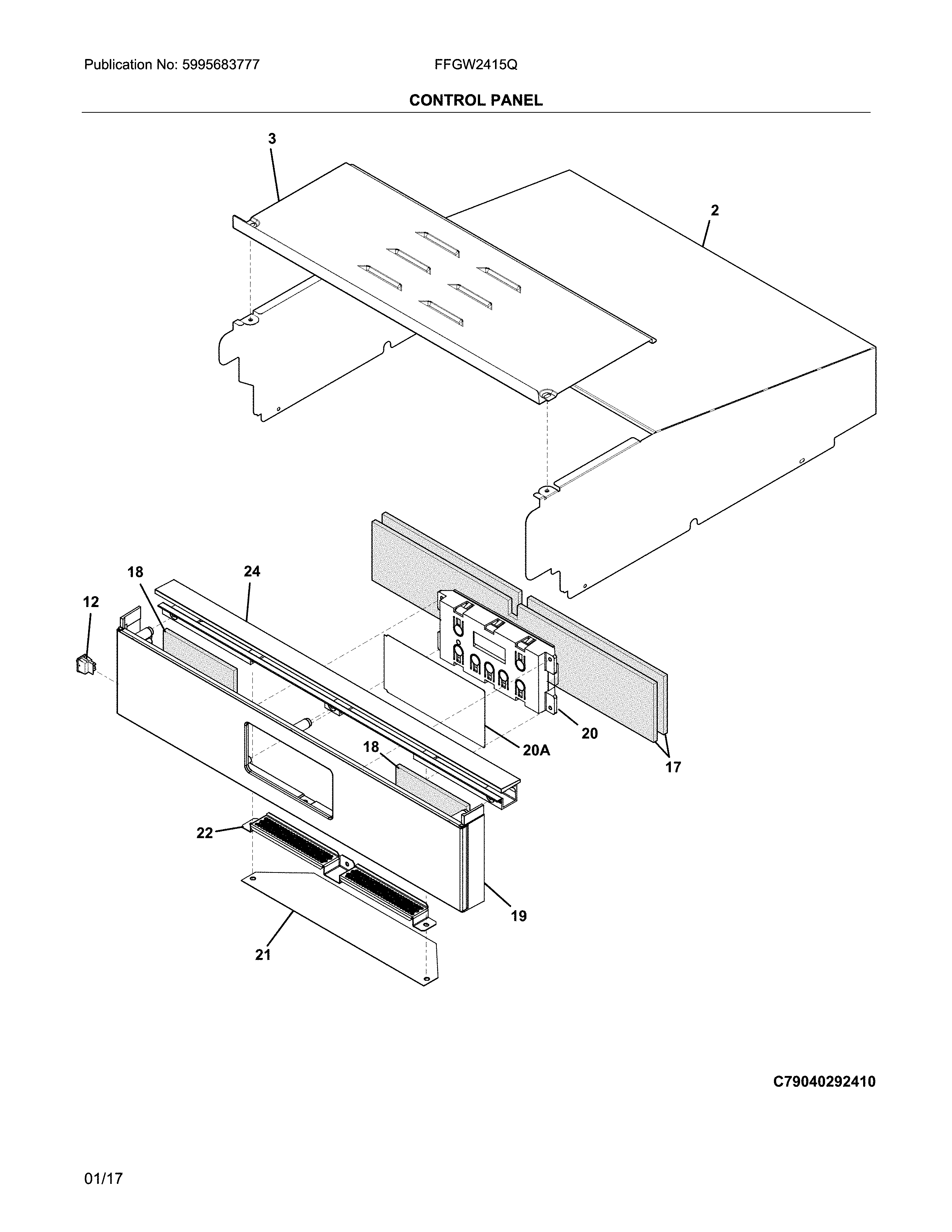 Frigidaire FFGW2415QWB control panel diagram