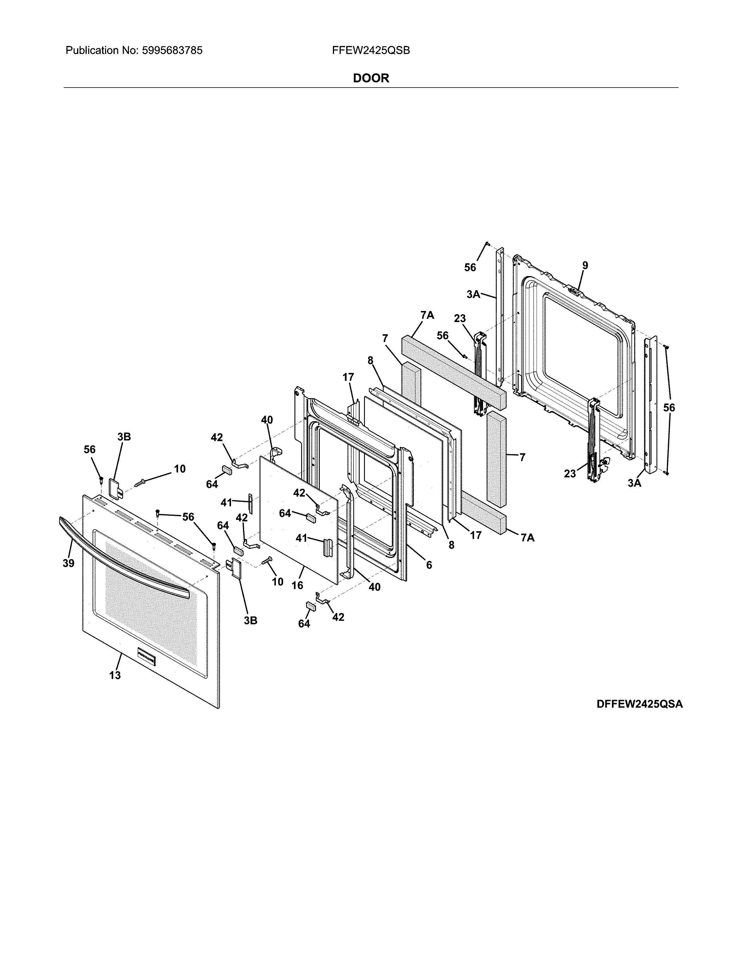 Frigidaire FFEW2425QSB door diagram