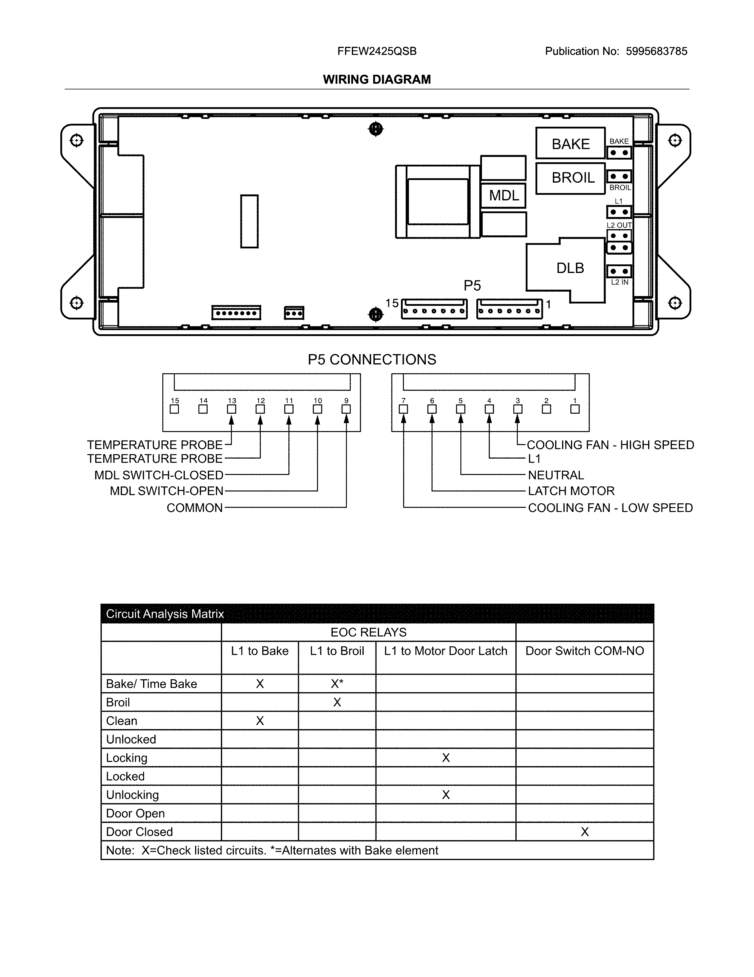 Frigidaire FFEW2425QSB wiring diagram diagram