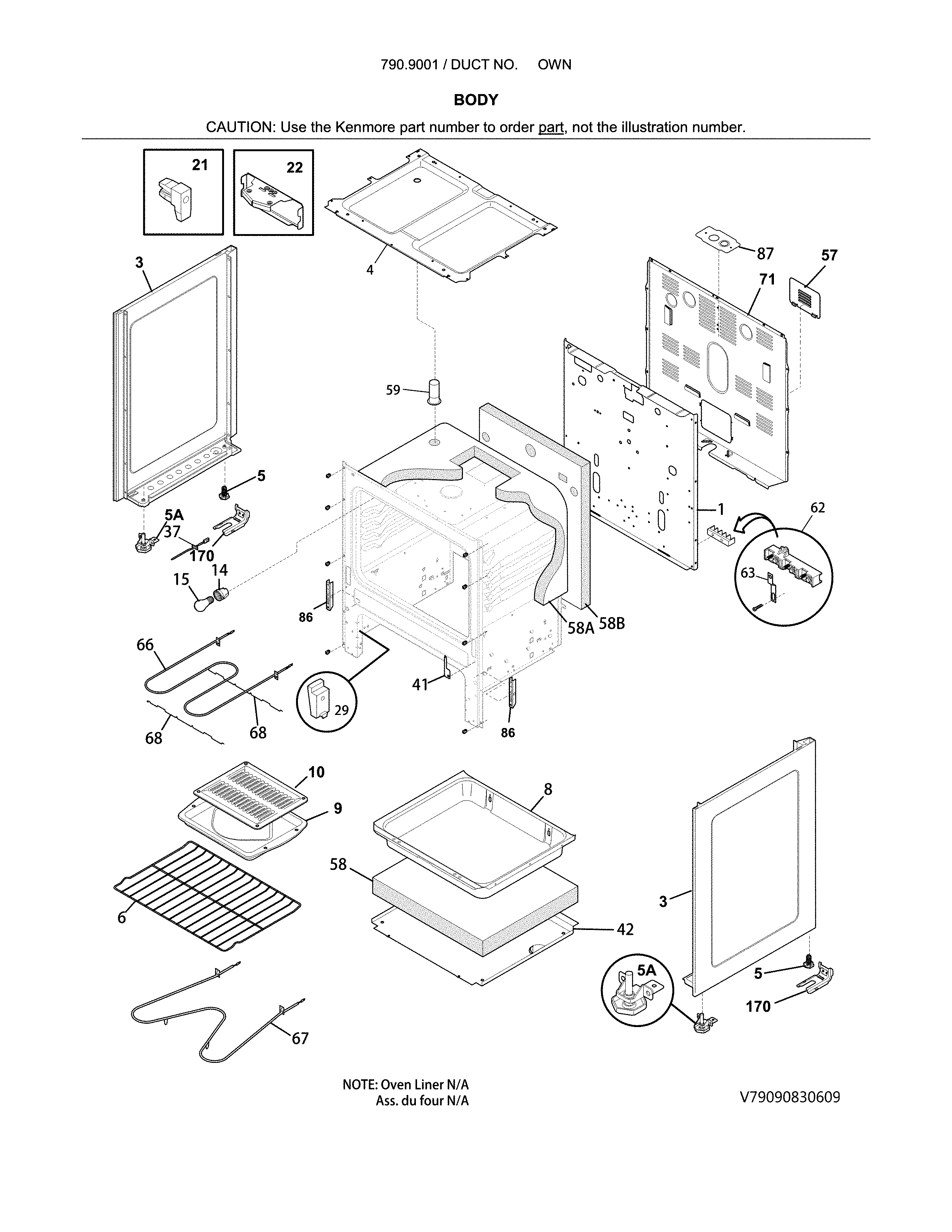 Kenmore 79090012313 body diagram