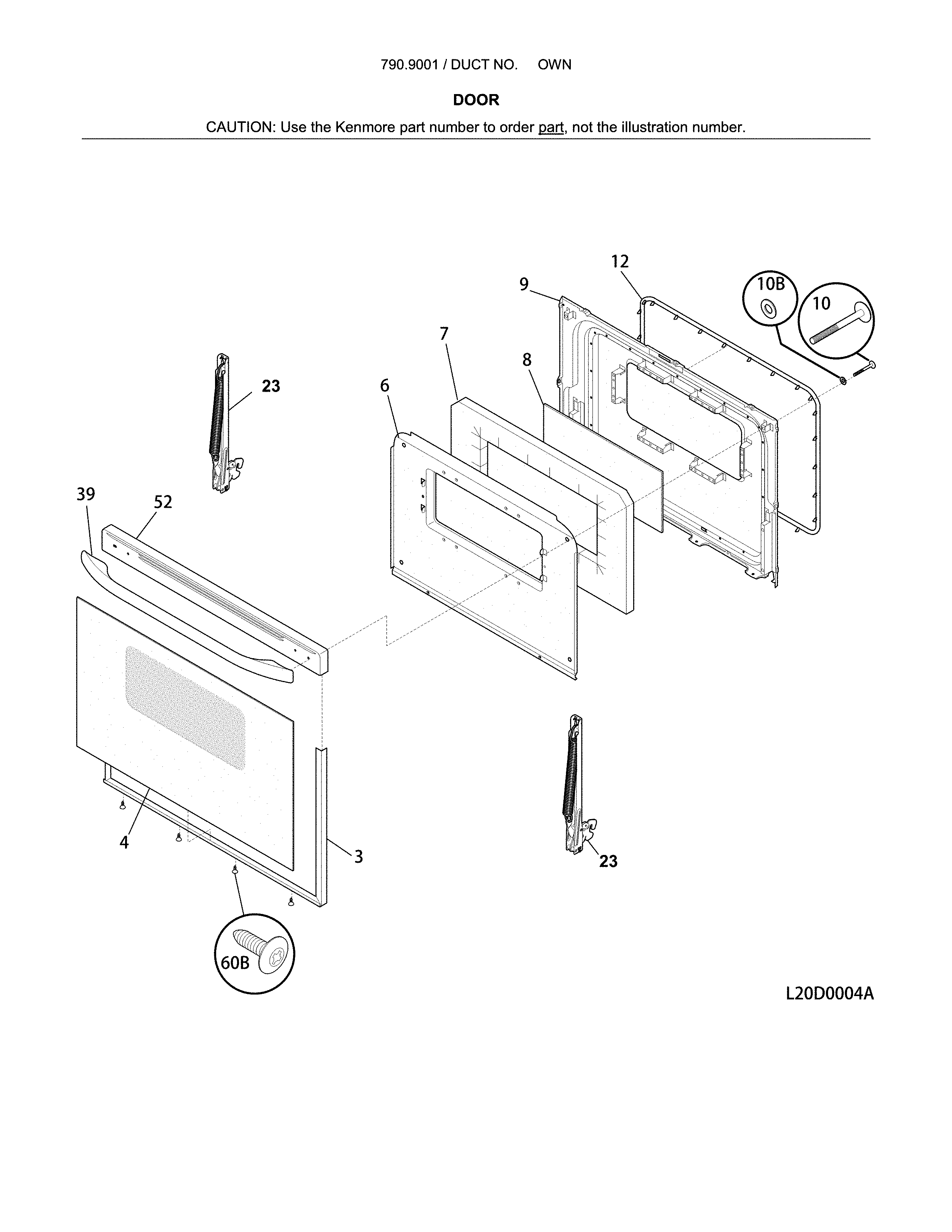 Kenmore 79090012313 door diagram