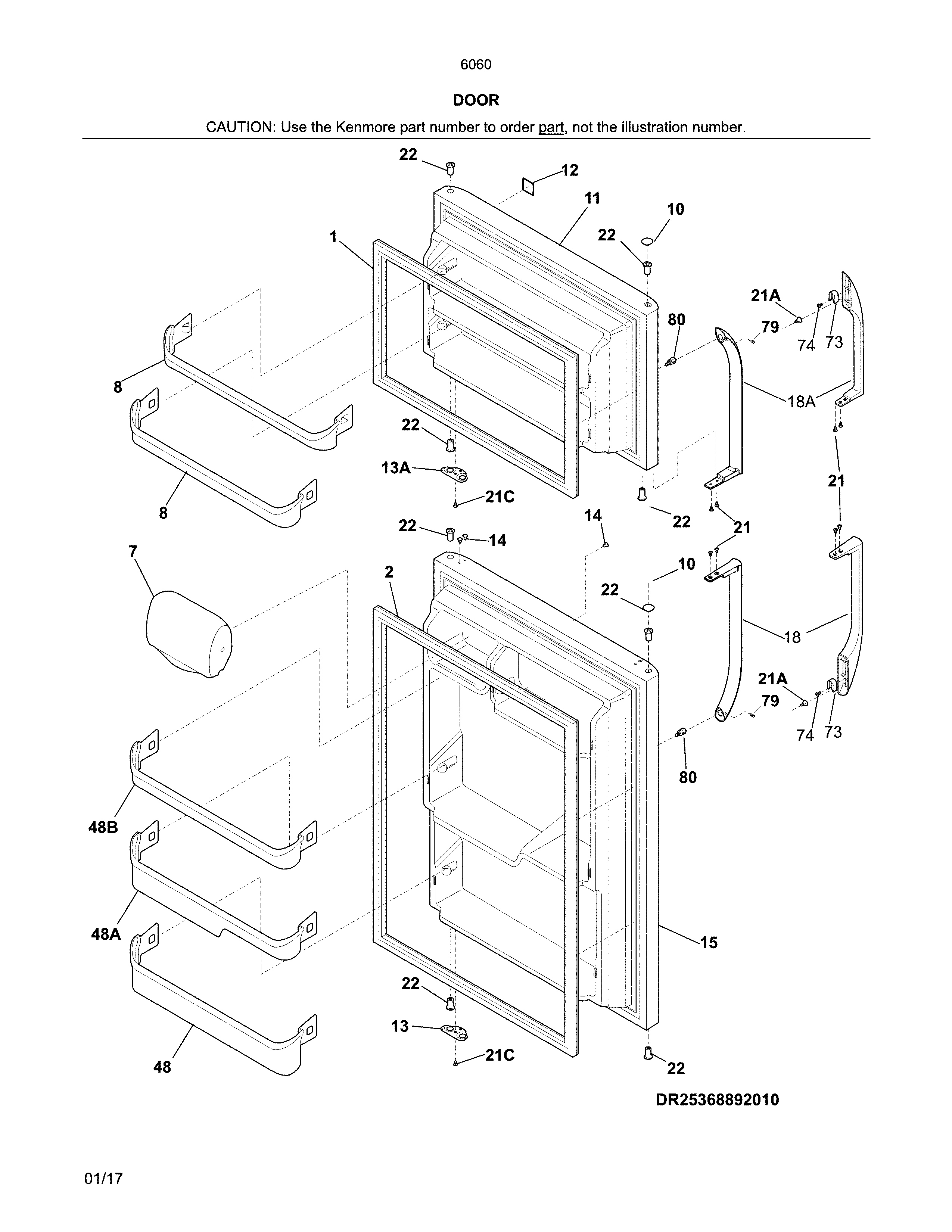 Kenmore 25360602415 door diagram