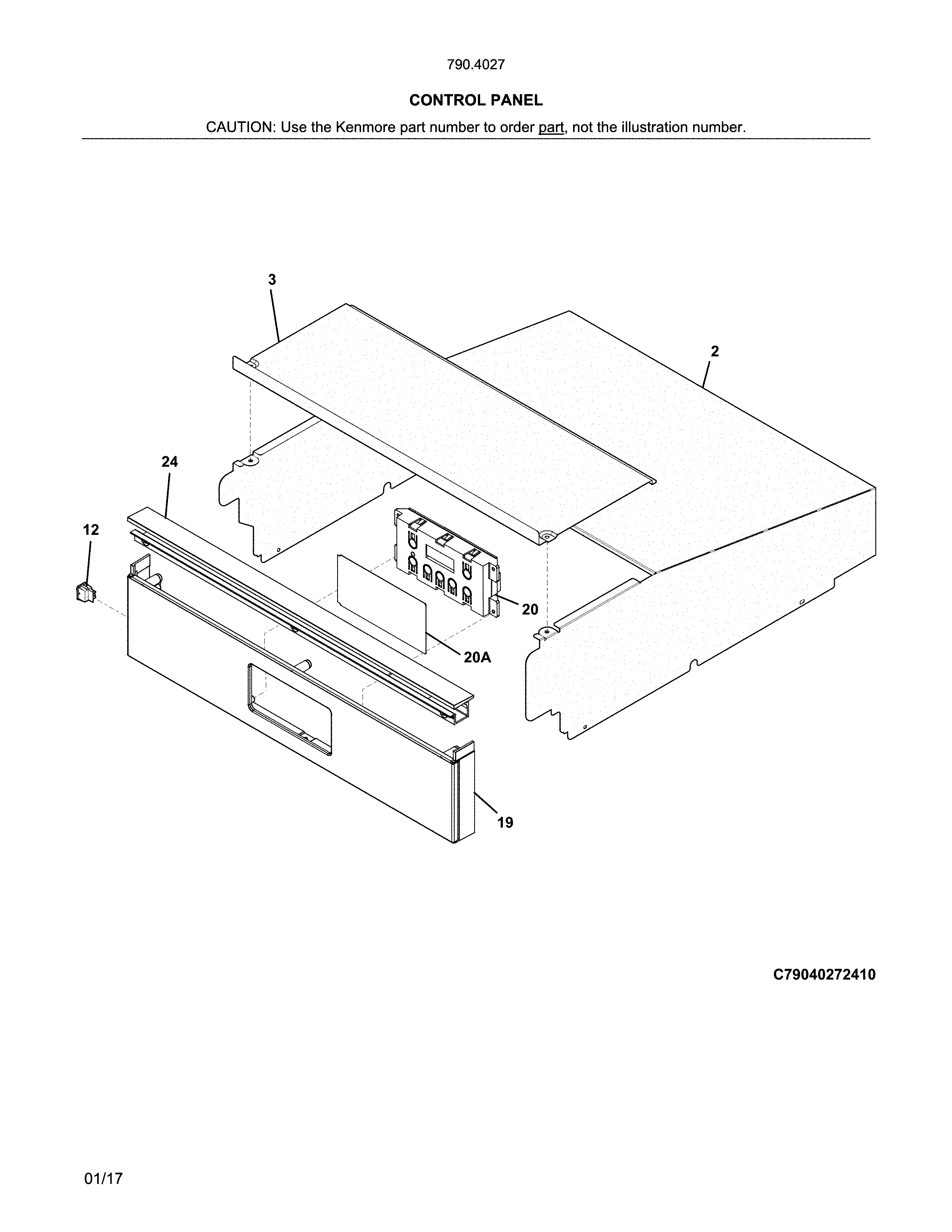 Kenmore 79040272411 control panel diagram