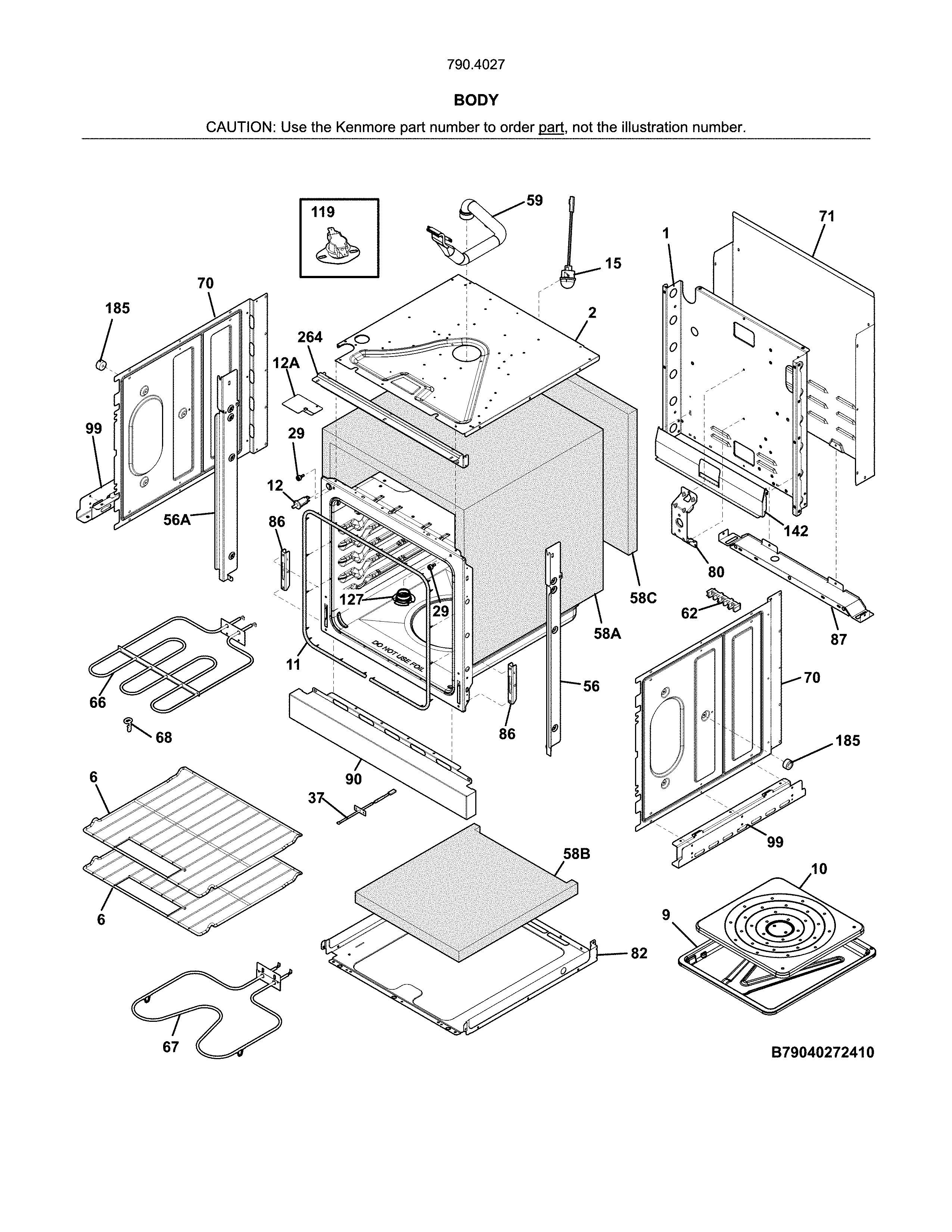 Kenmore 79040272411 body diagram