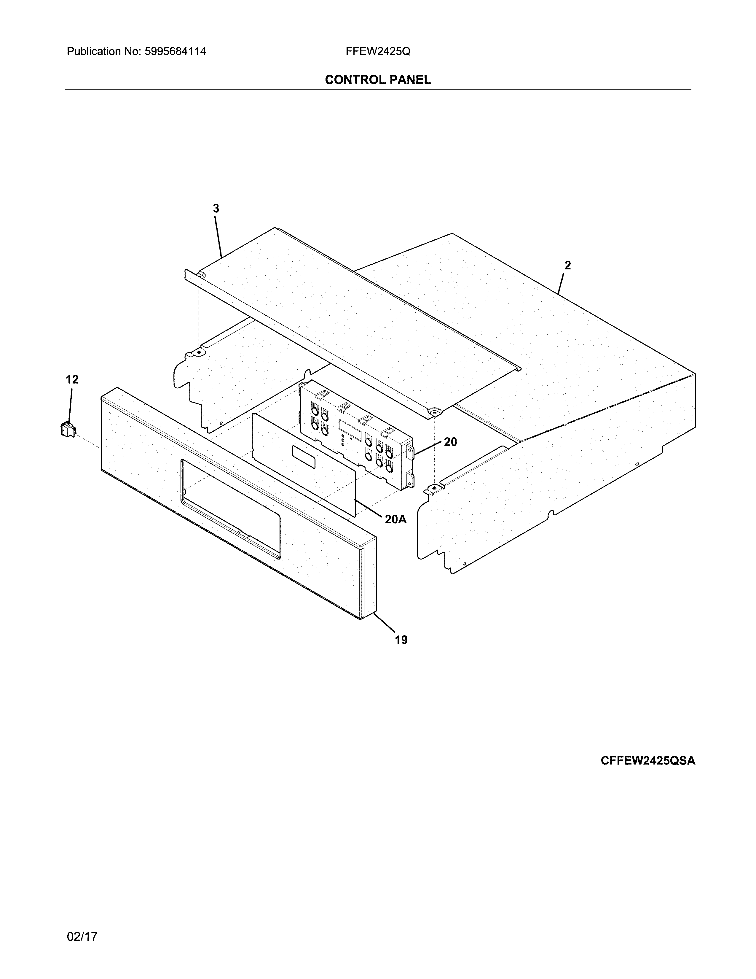 Frigidaire FFEW2425QBB control panel diagram