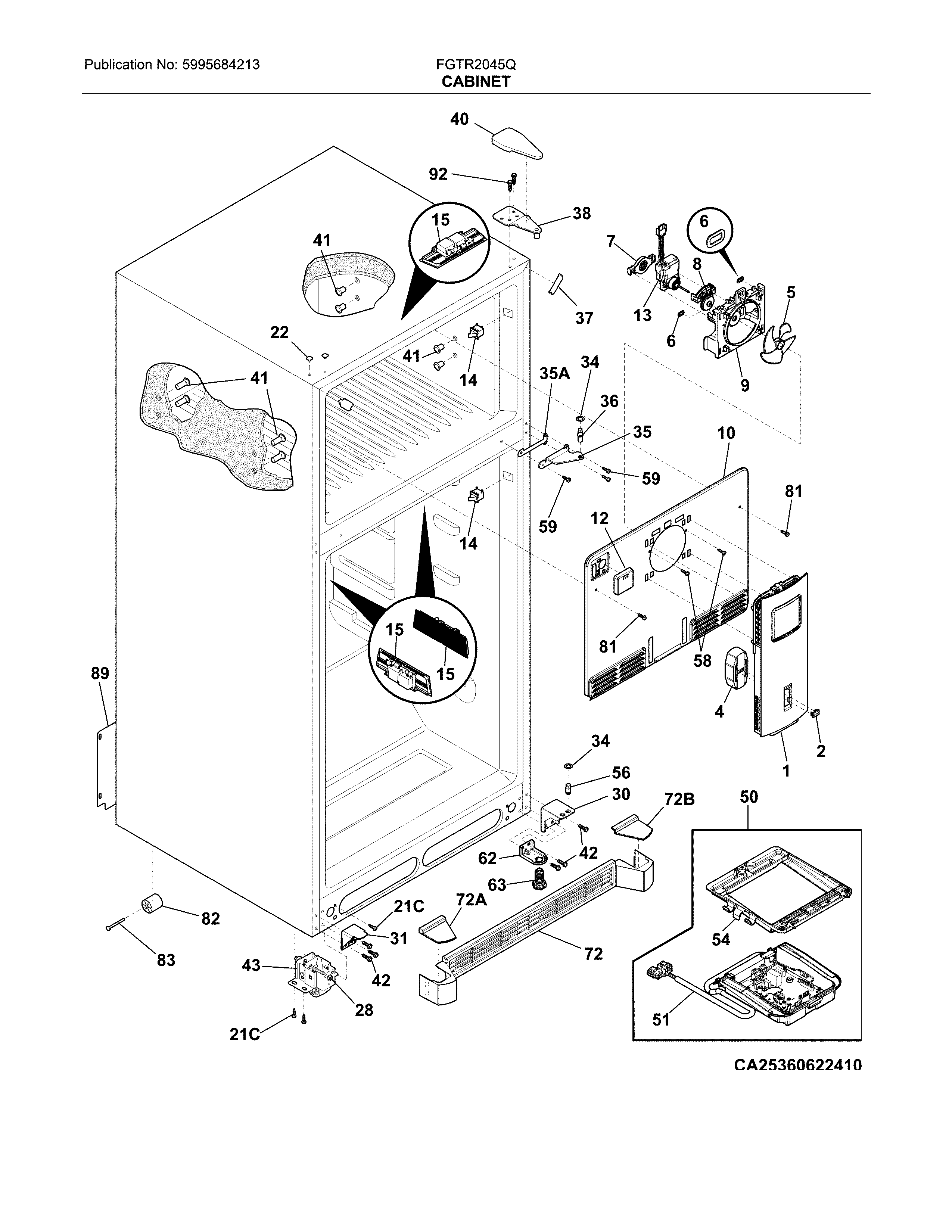 Frigidaire FGTR2045QF2 cabinet diagram