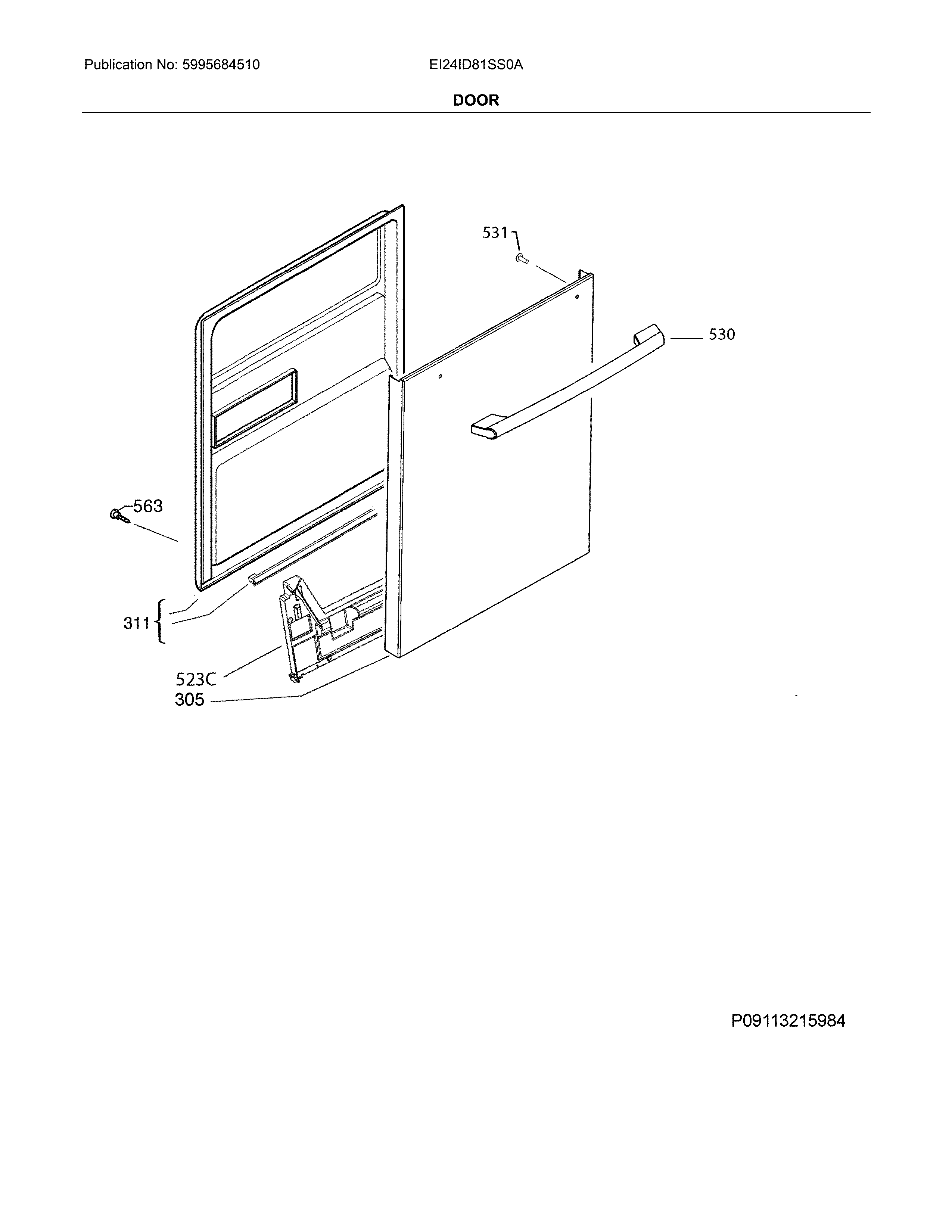 Electrolux EI24ID81SS0A door diagram