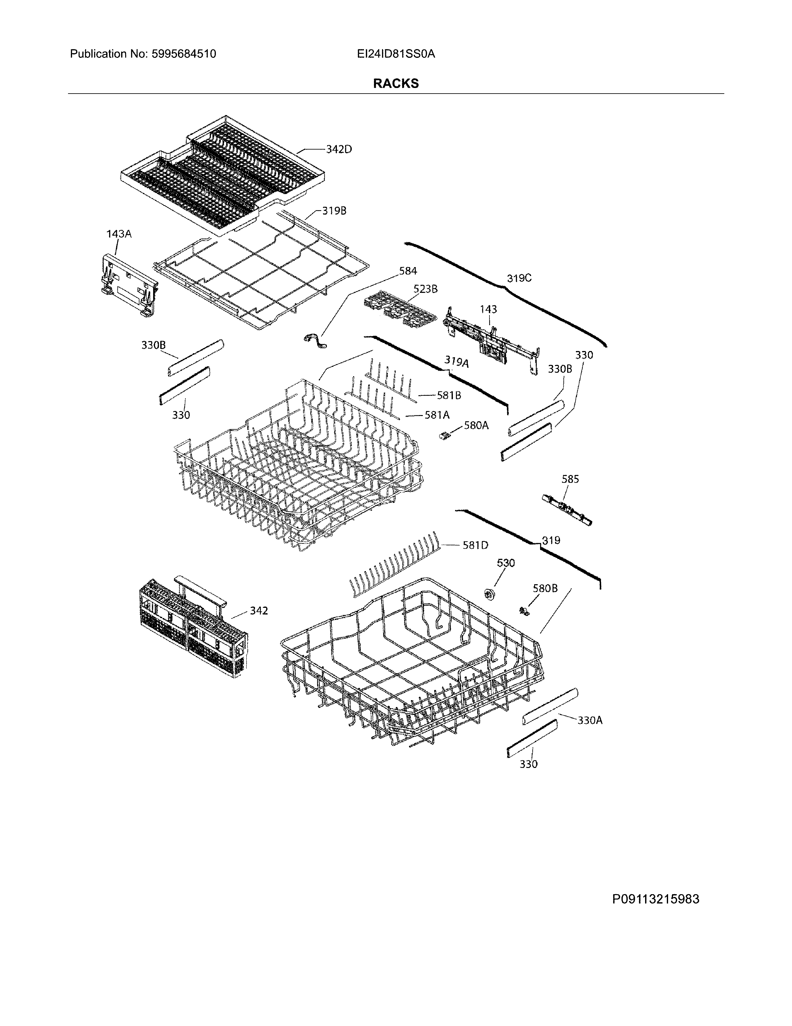 Electrolux EI24ID81SS0A racks diagram