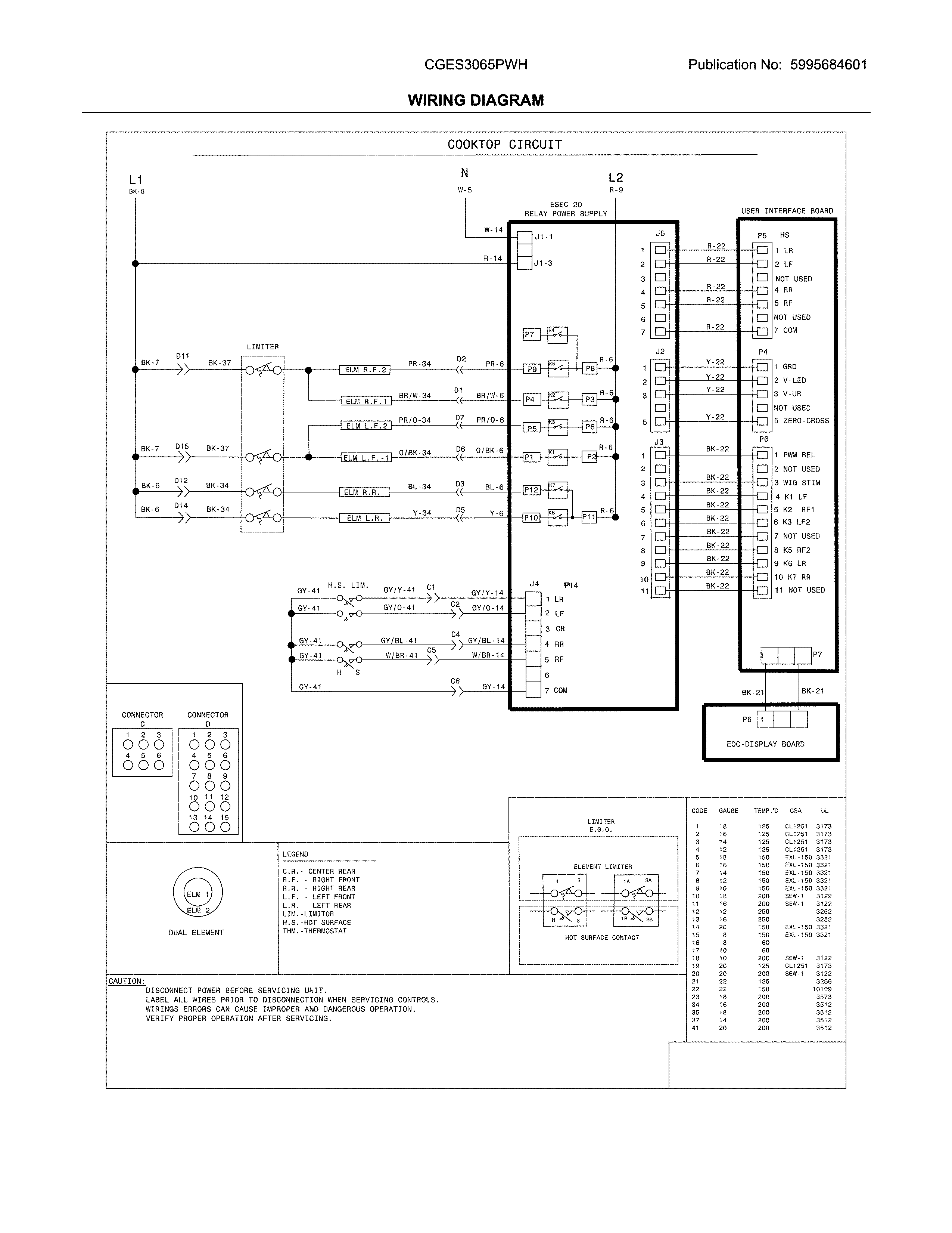 Frigidaire CGES3065PWH wiring diagram diagram
