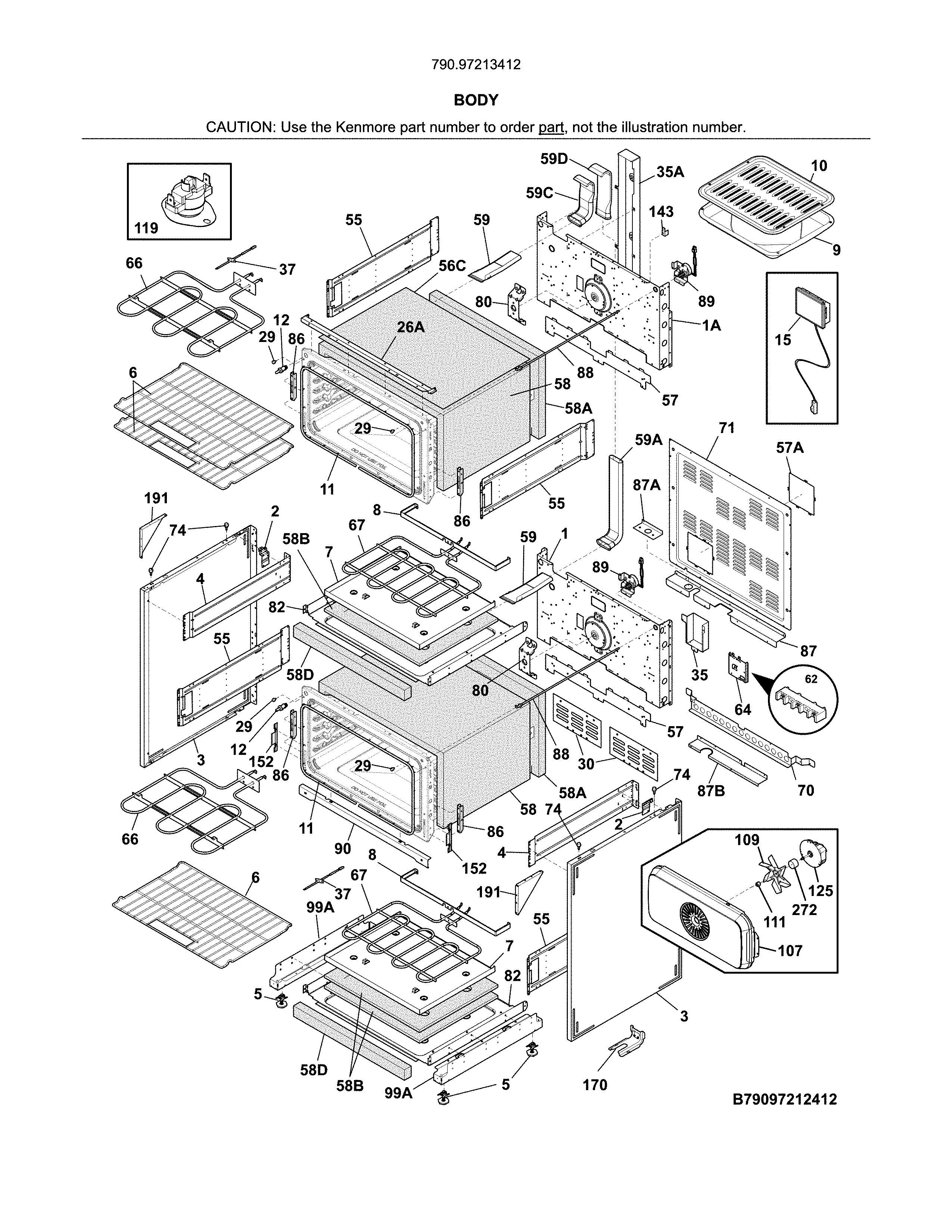 Kenmore 79097213412 body diagram