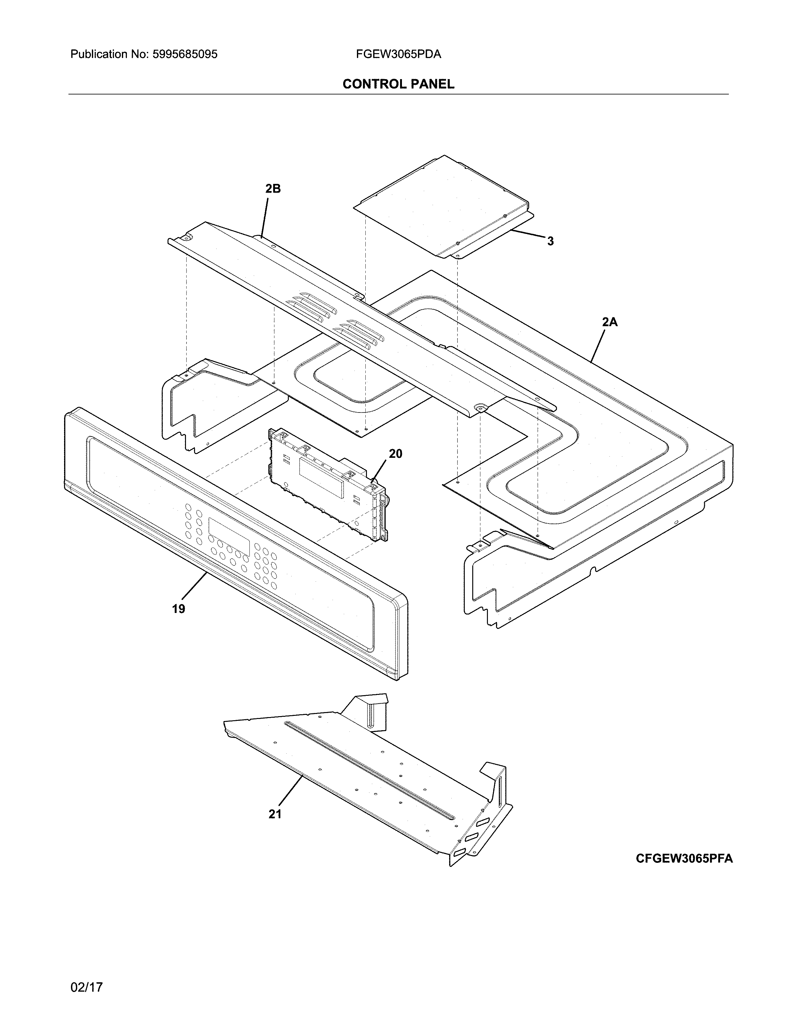 Frigidaire FGEW3065PDA control panel diagram