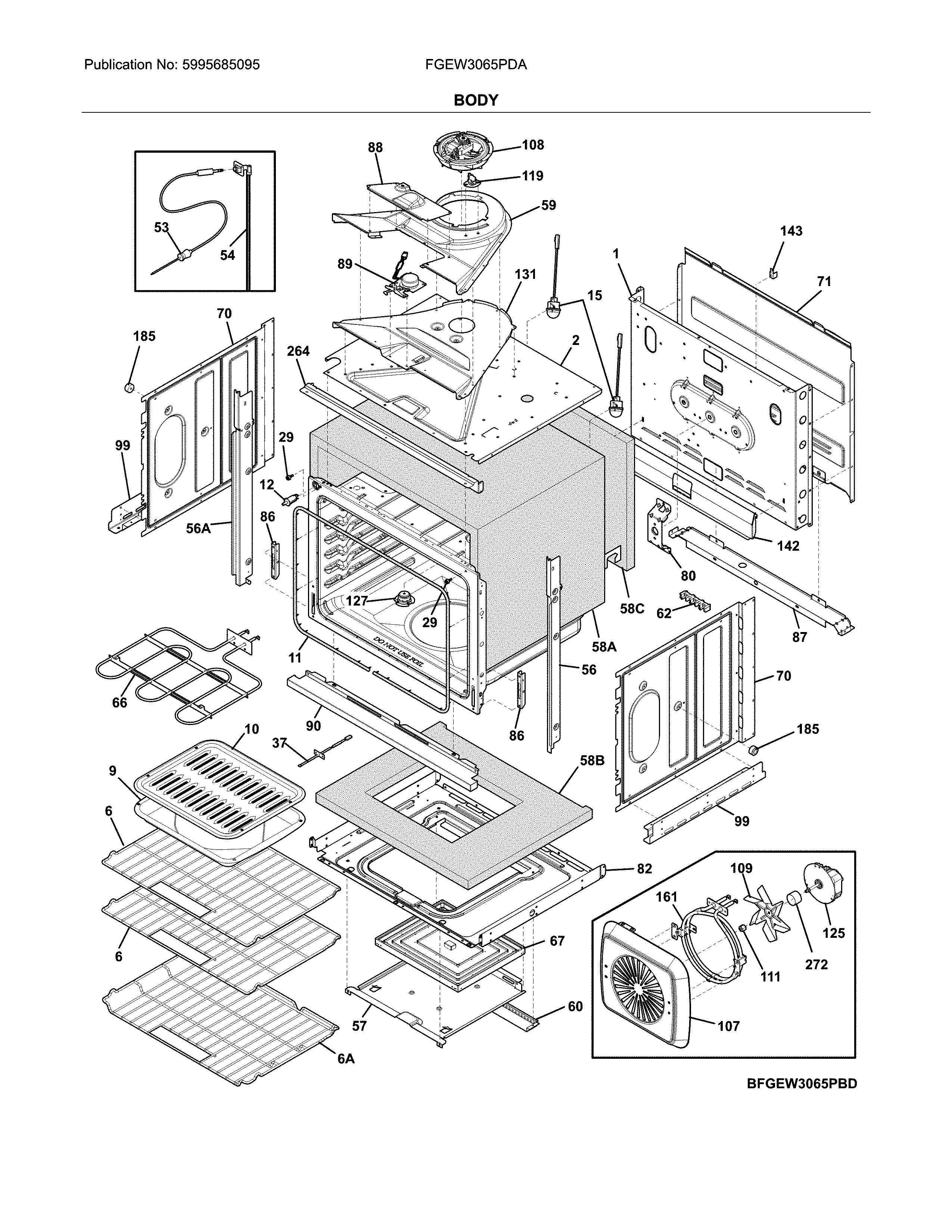 Frigidaire FGEW3065PDA body diagram