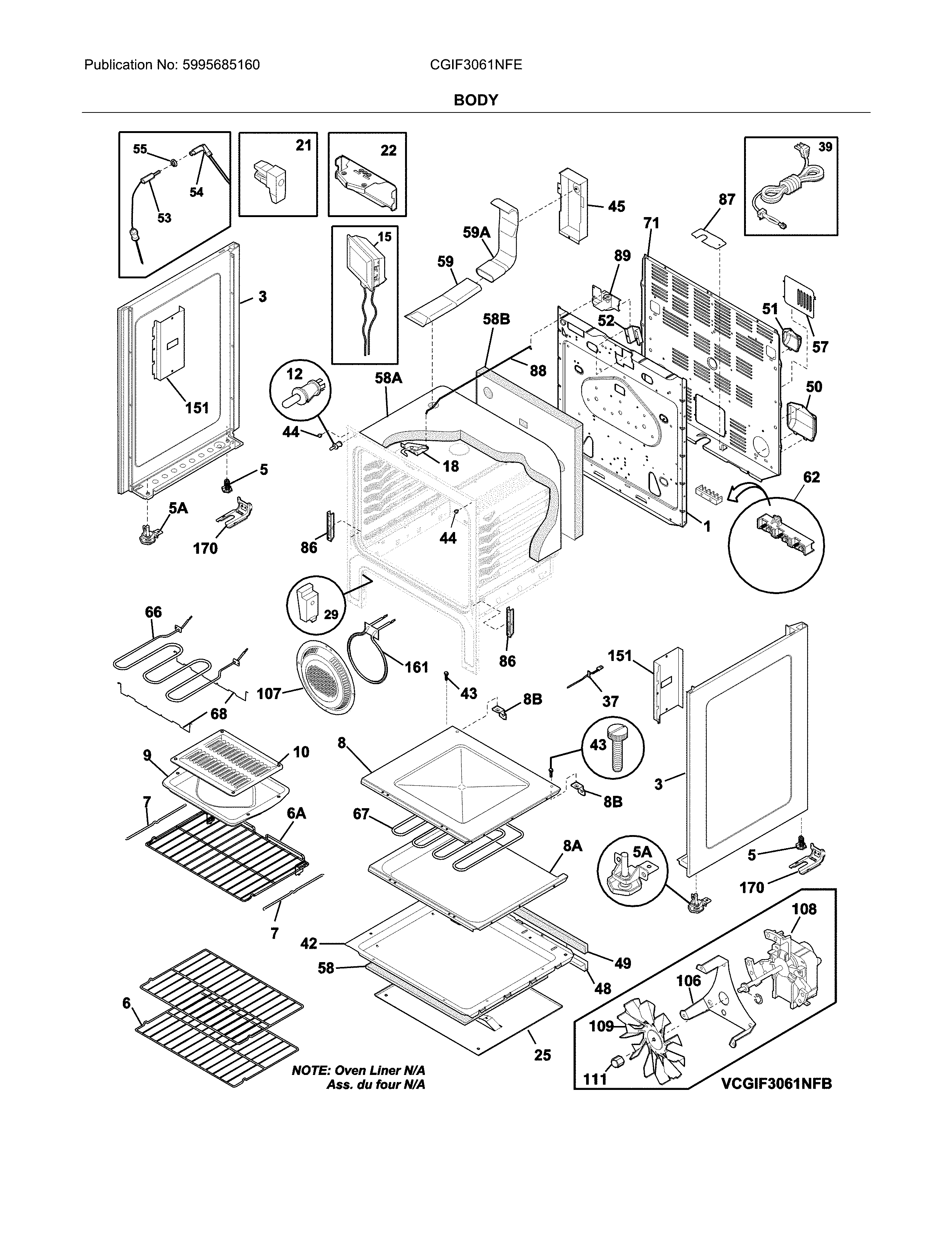 Frigidaire CGIF3061NFE body diagram