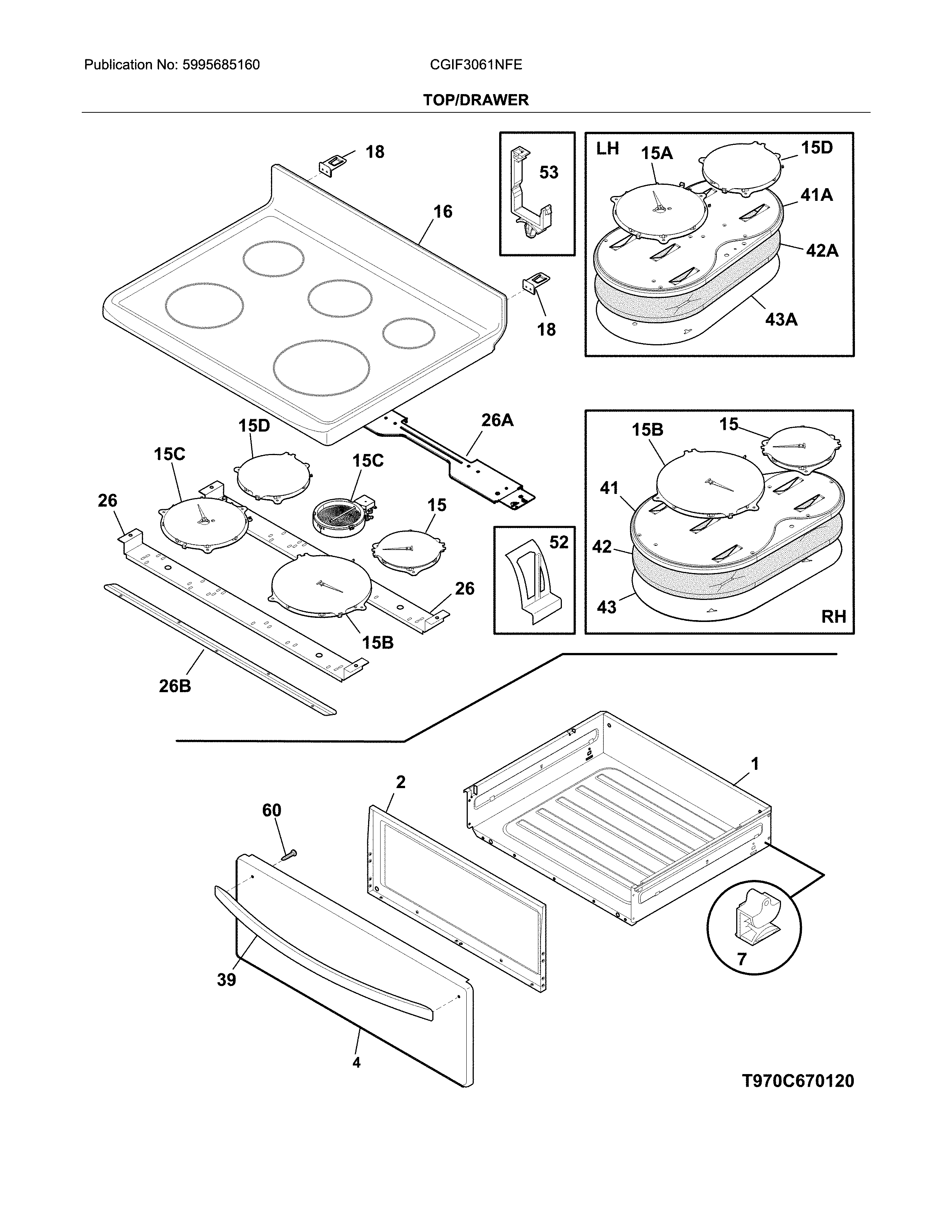 Frigidaire CGIF3061NFE top/drawer diagram