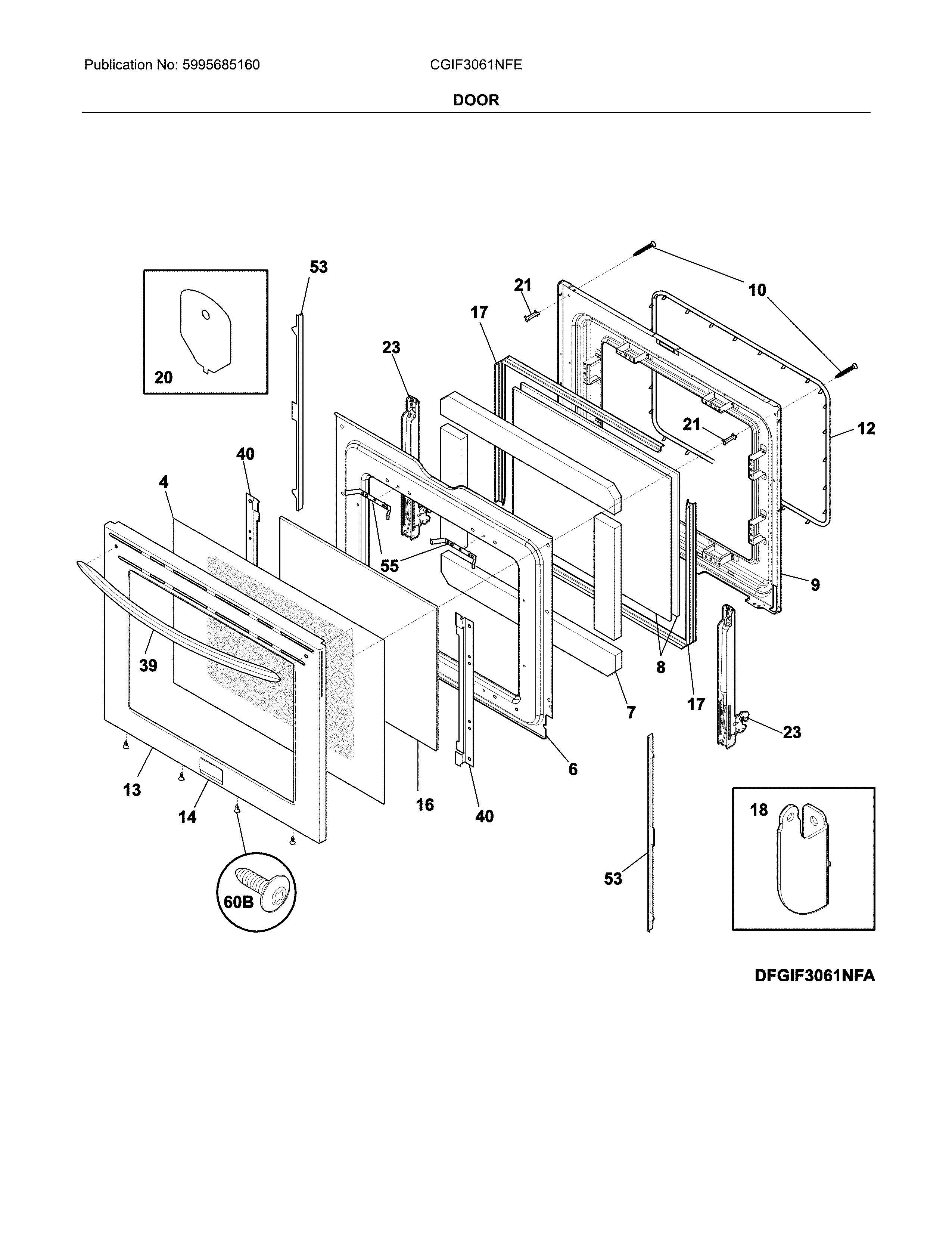 Frigidaire CGIF3061NFE door diagram