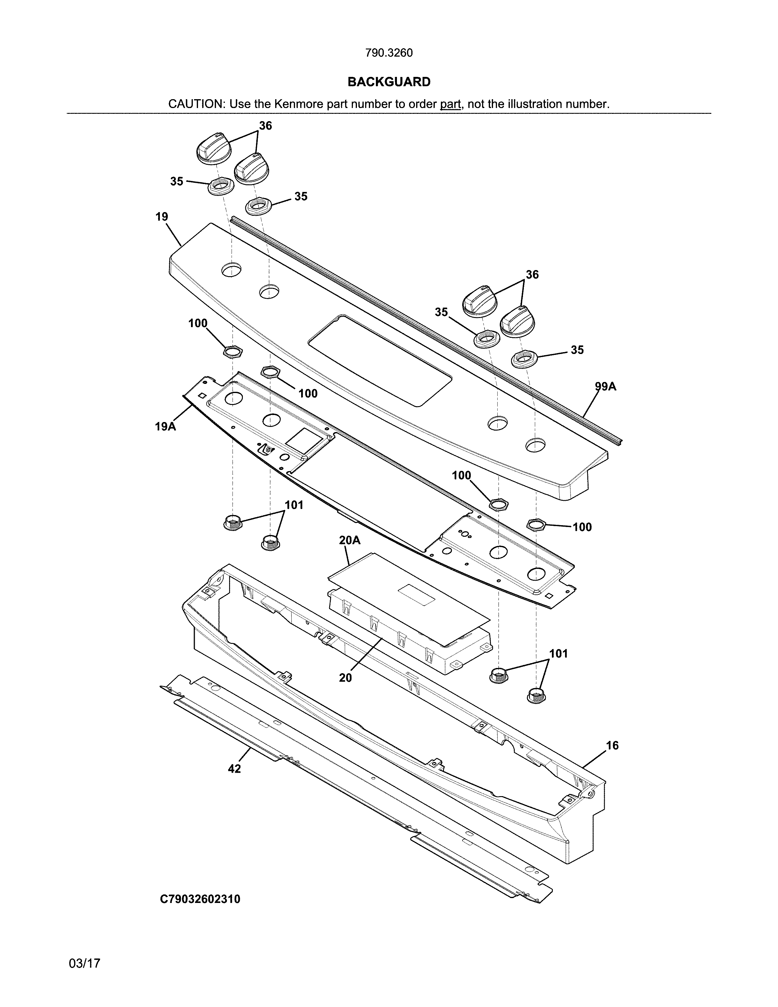 Kenmore 79032609317 backguard diagram
