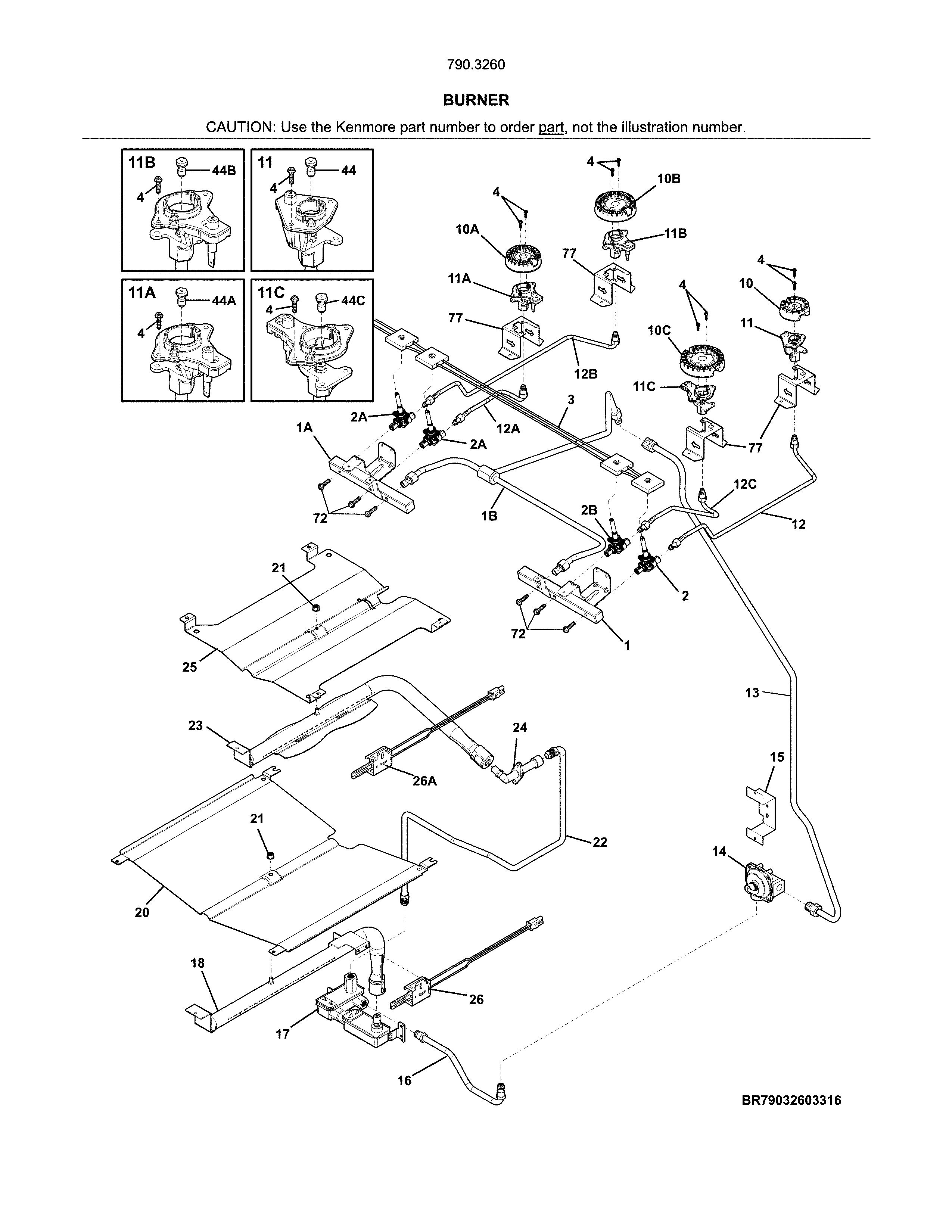 Kenmore 79032609317 burner diagram