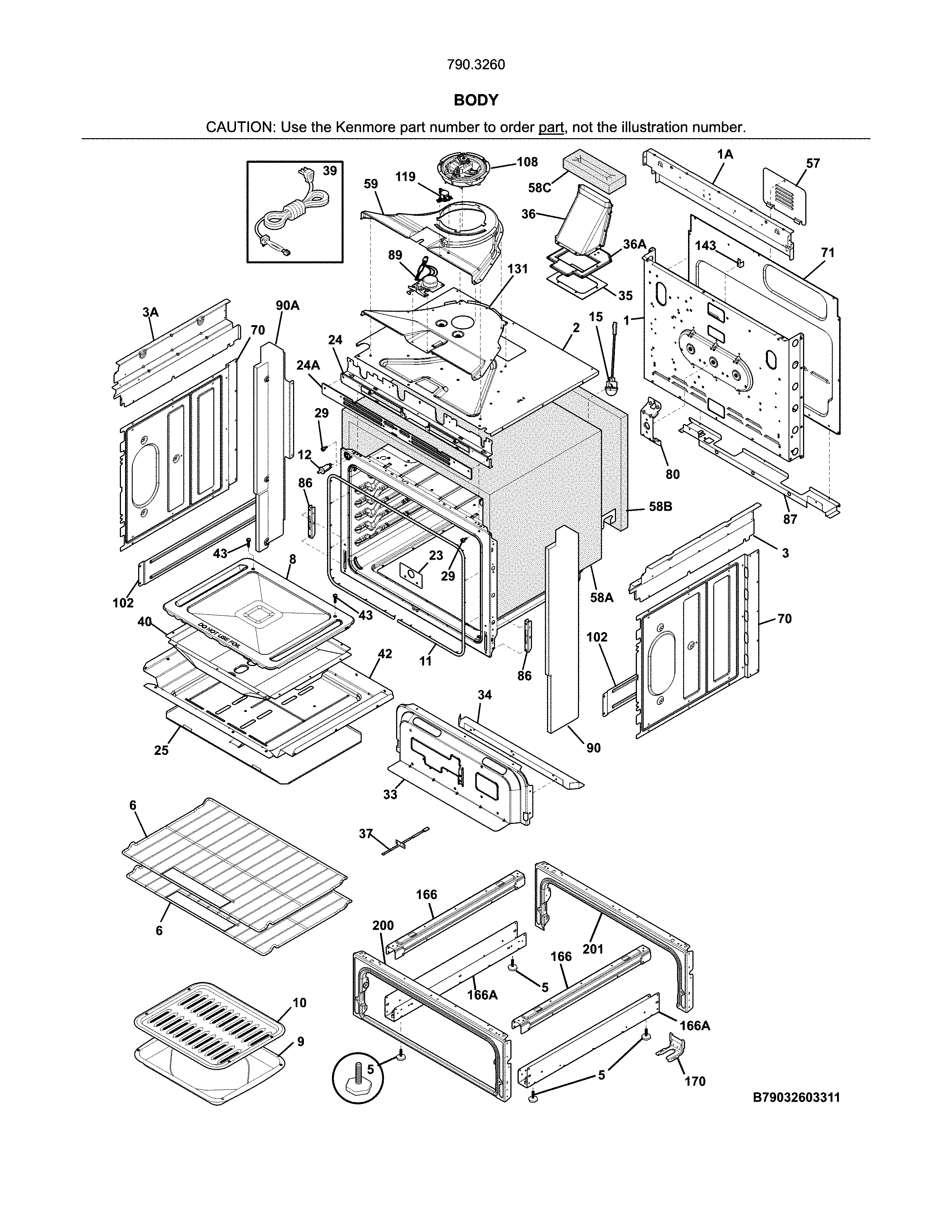 Kenmore 79032609317 body diagram