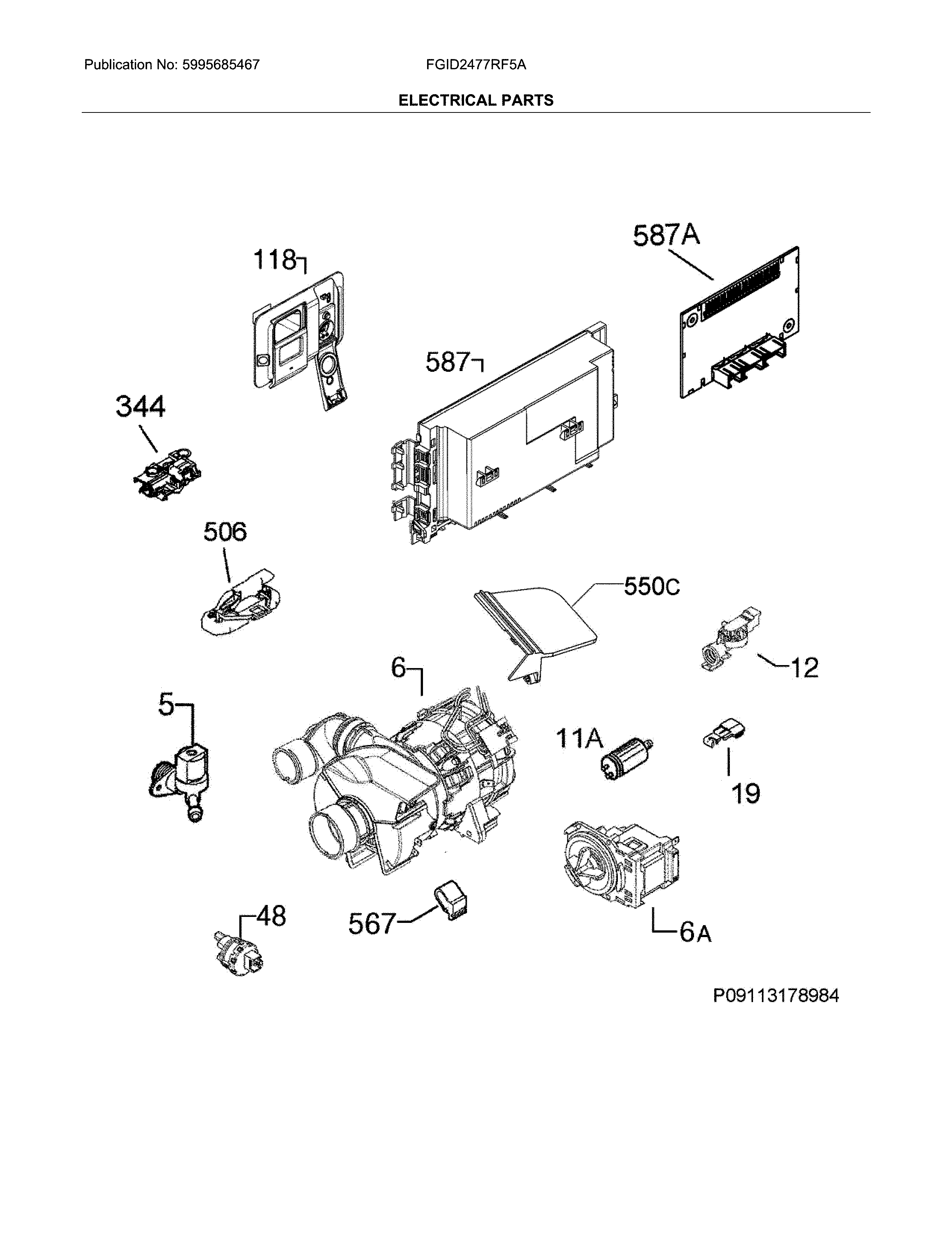 Frigidaire FGID2477RF5A electrical parts diagram