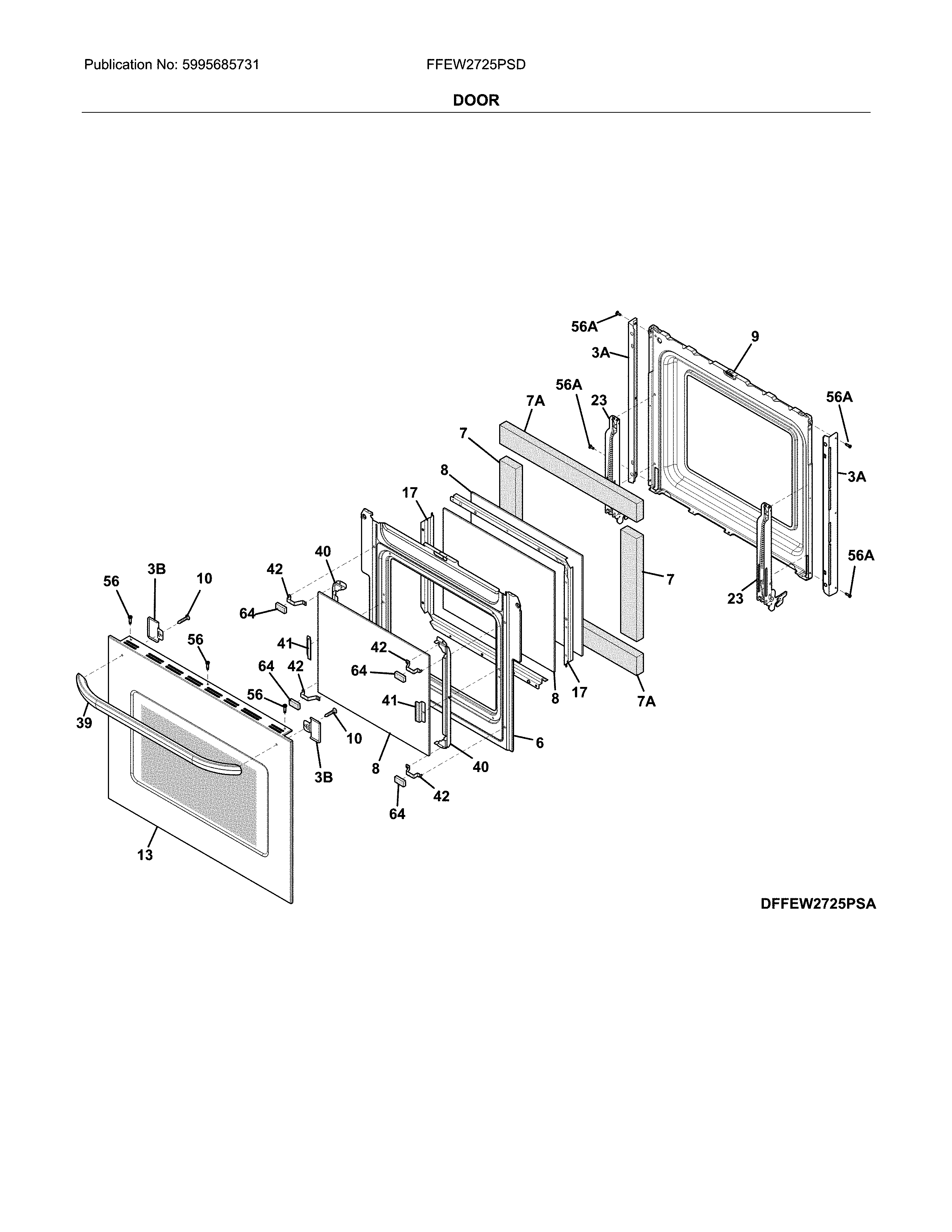 Frigidaire FFEW2725PSD door diagram