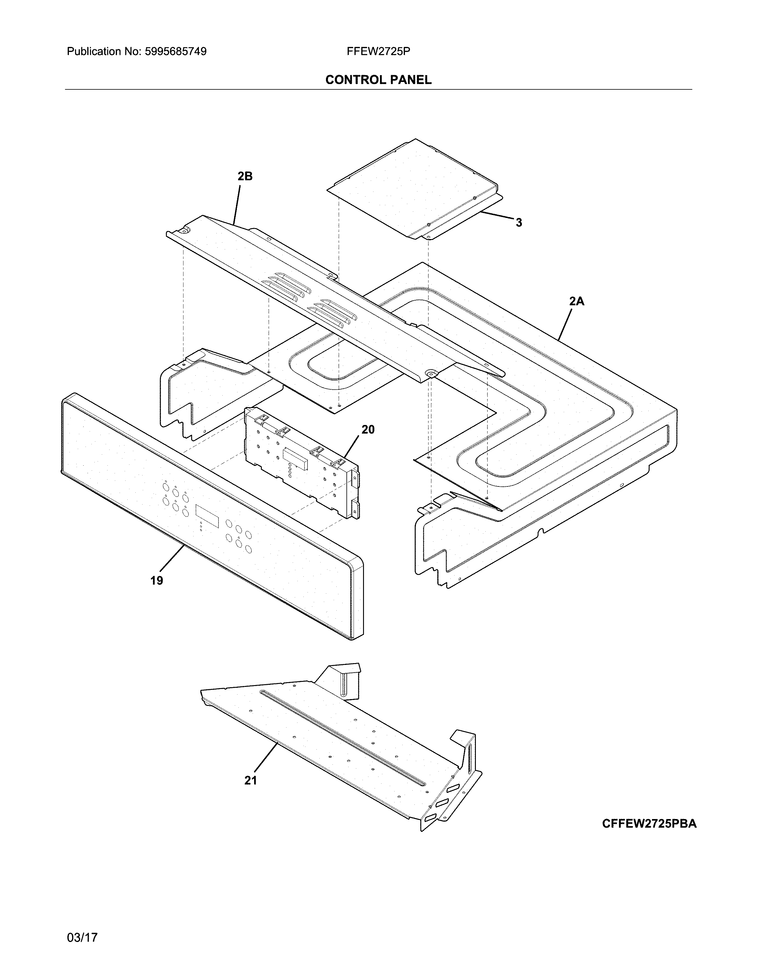 Frigidaire FFEW2725PWD control panel diagram