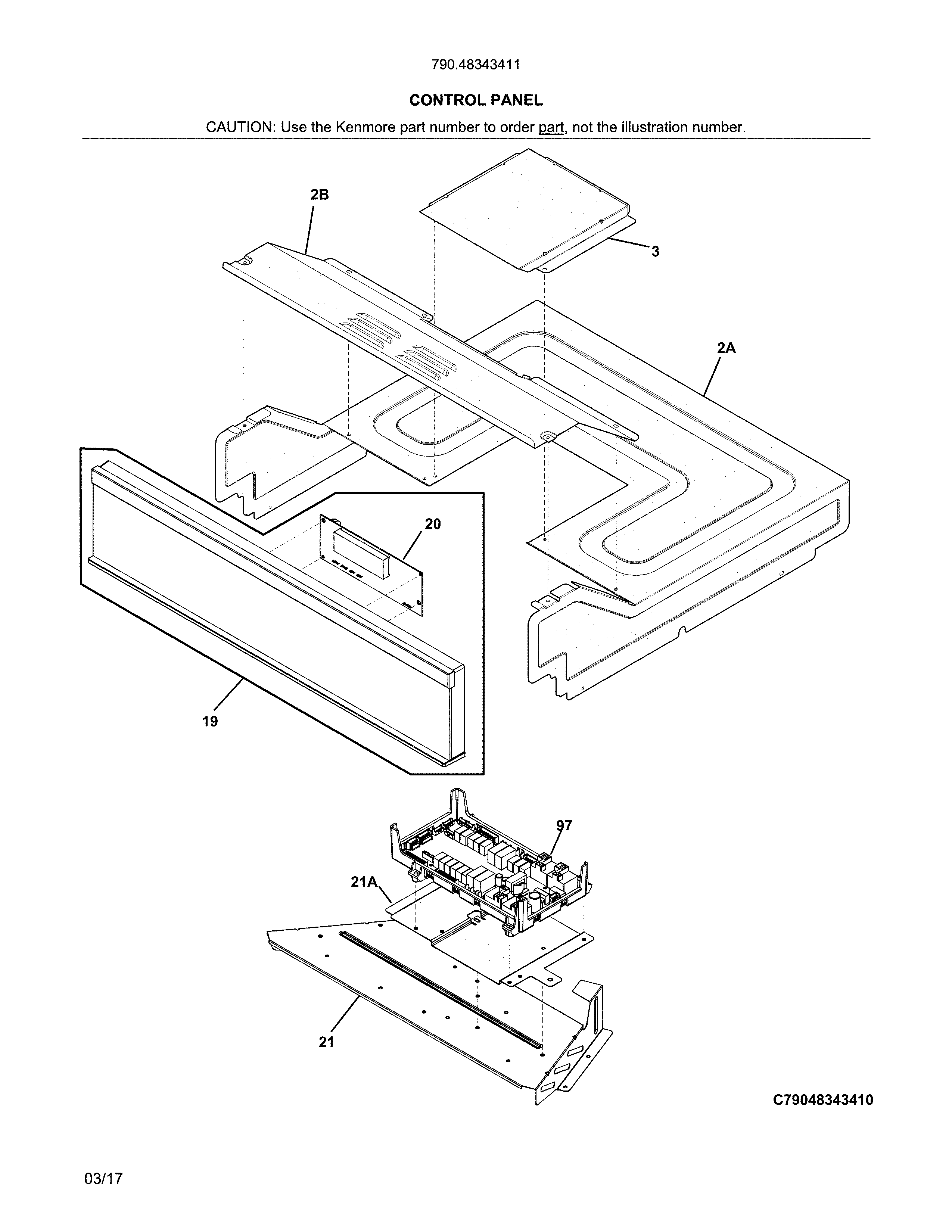 Kenmore Elite 79048343411 control panel diagram
