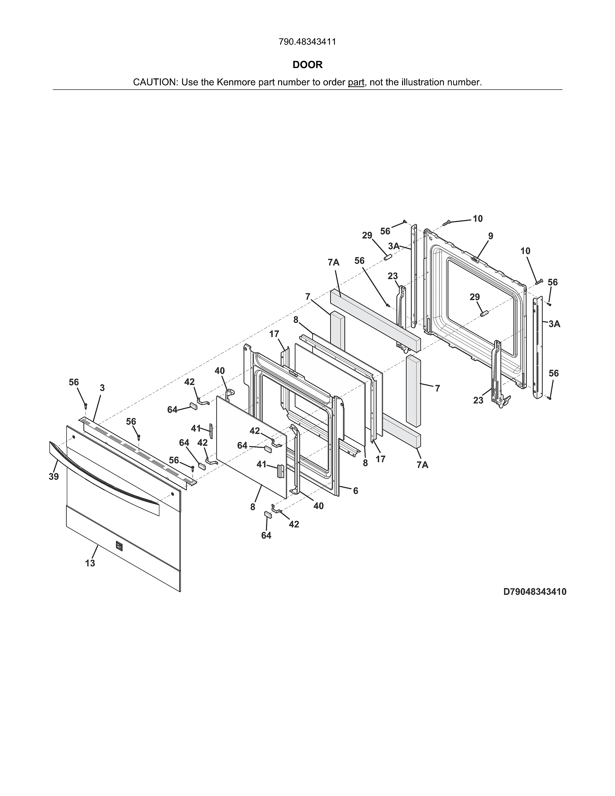 Kenmore Elite 79048343411 door diagram