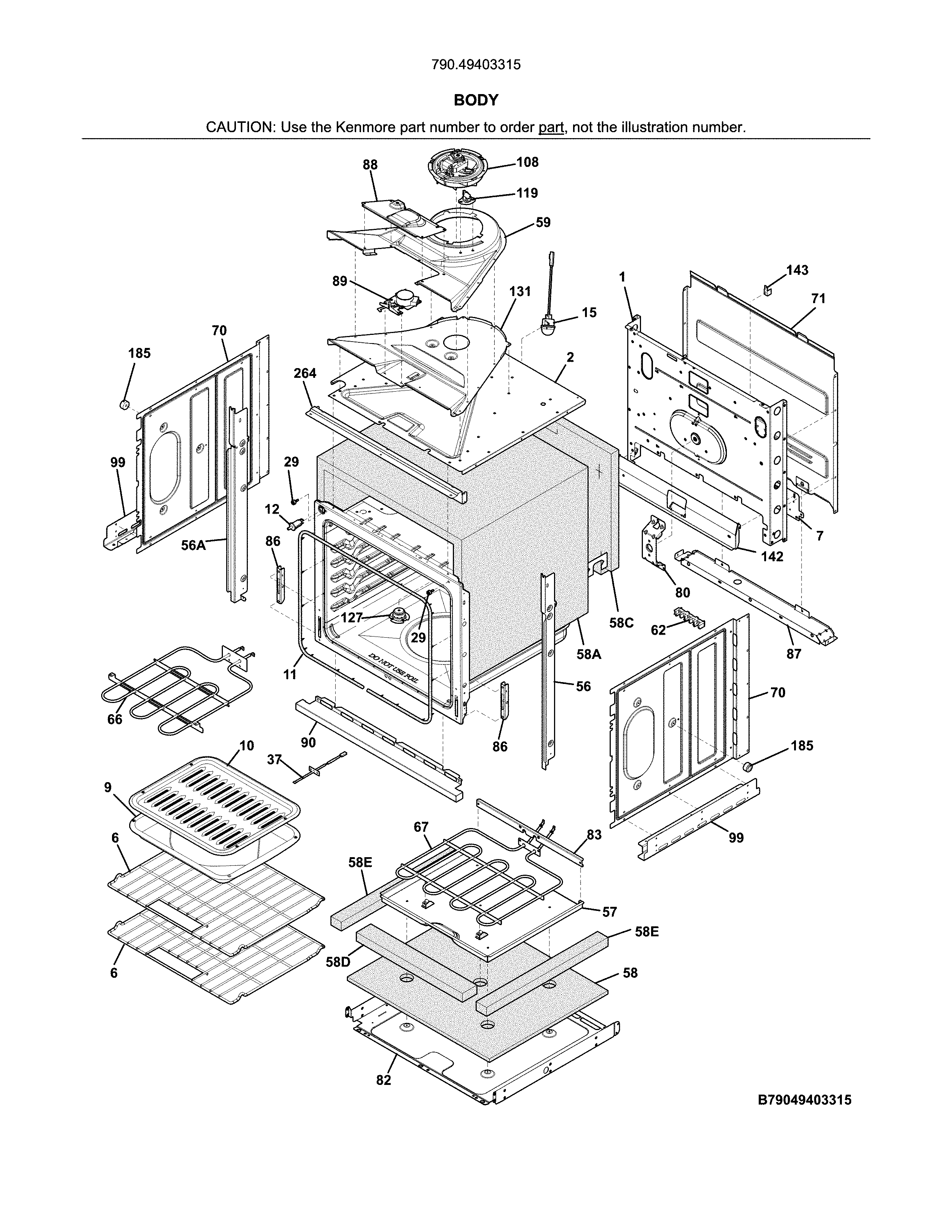 Kenmore 79049403315 body diagram