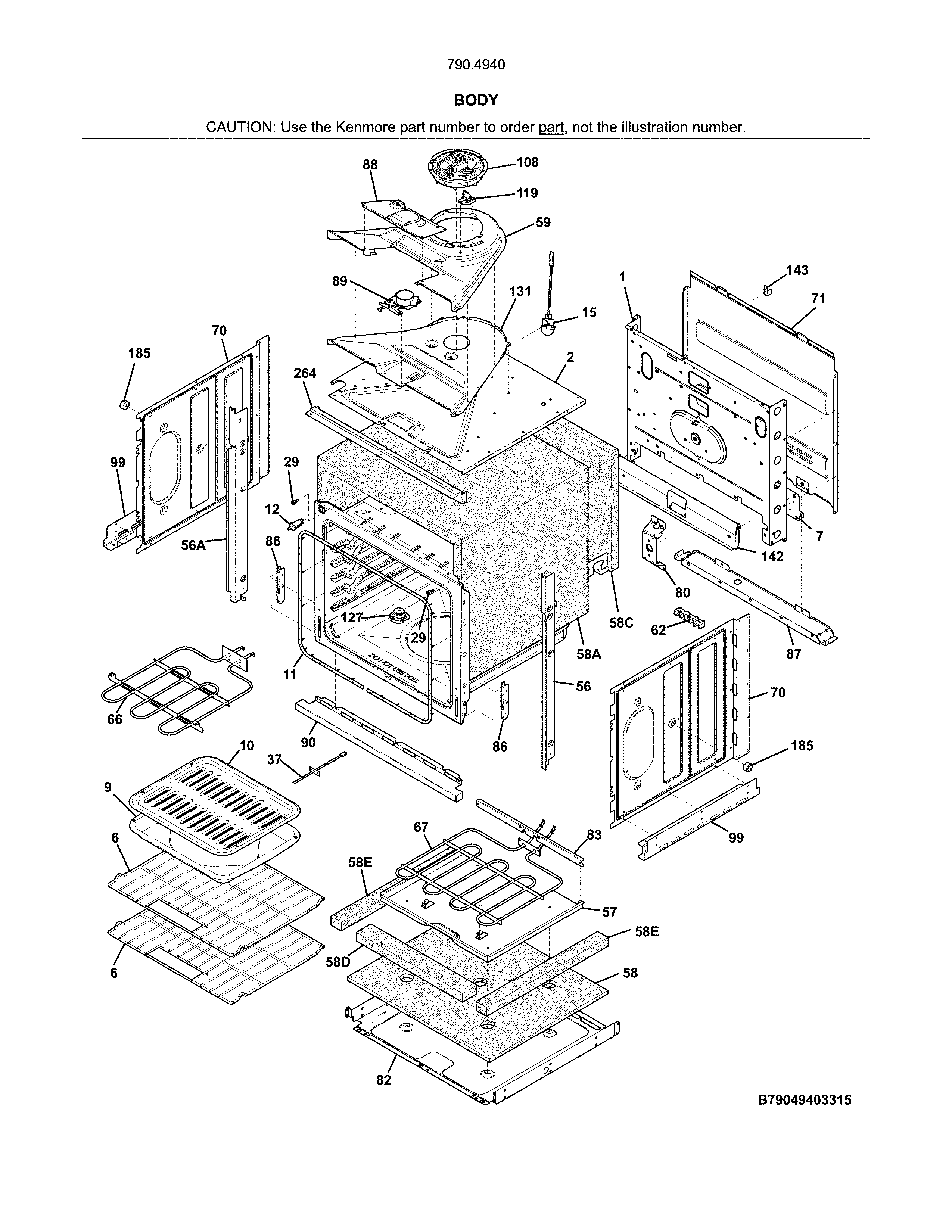 Kenmore 79049409315 body diagram