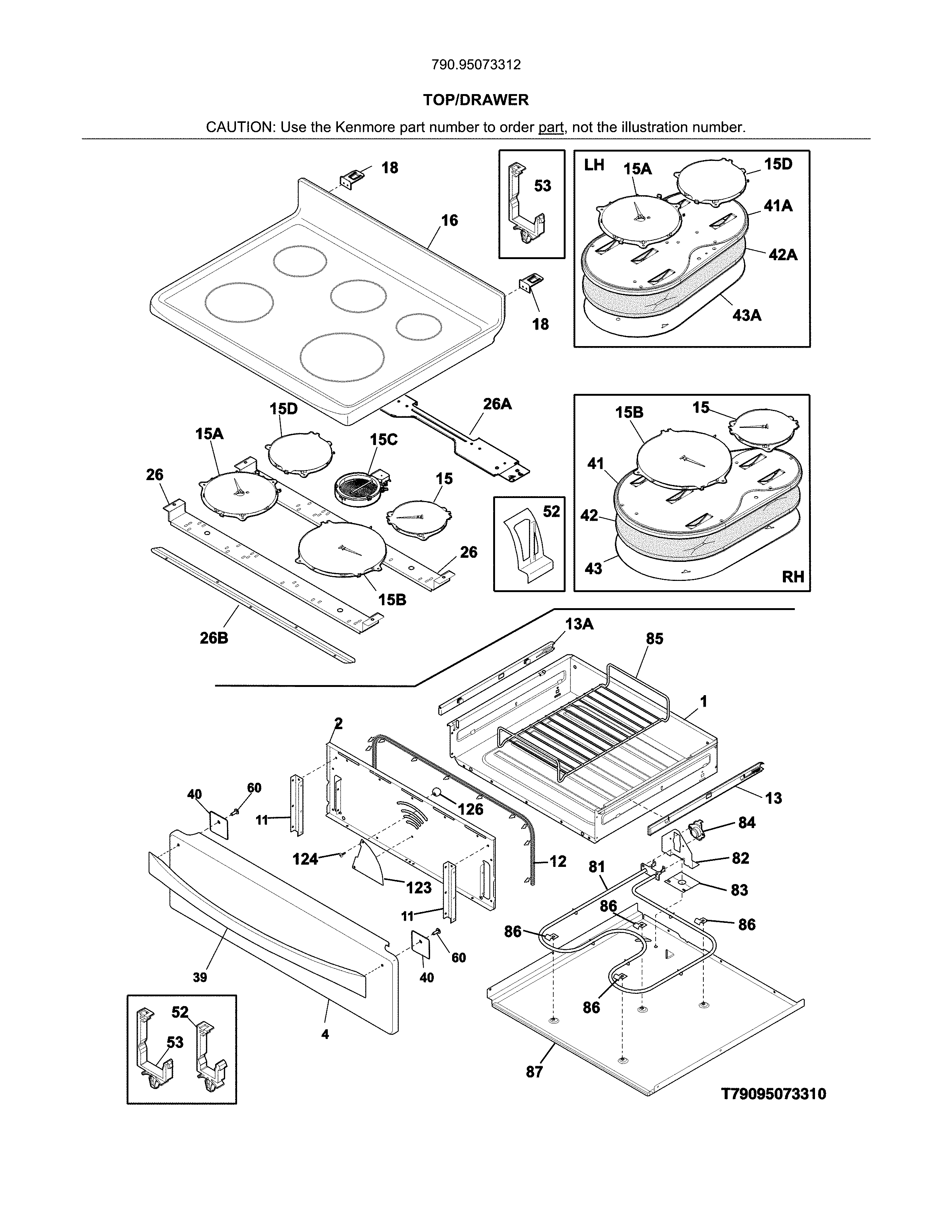 Kenmore Elite 79095073312 top/drawer diagram