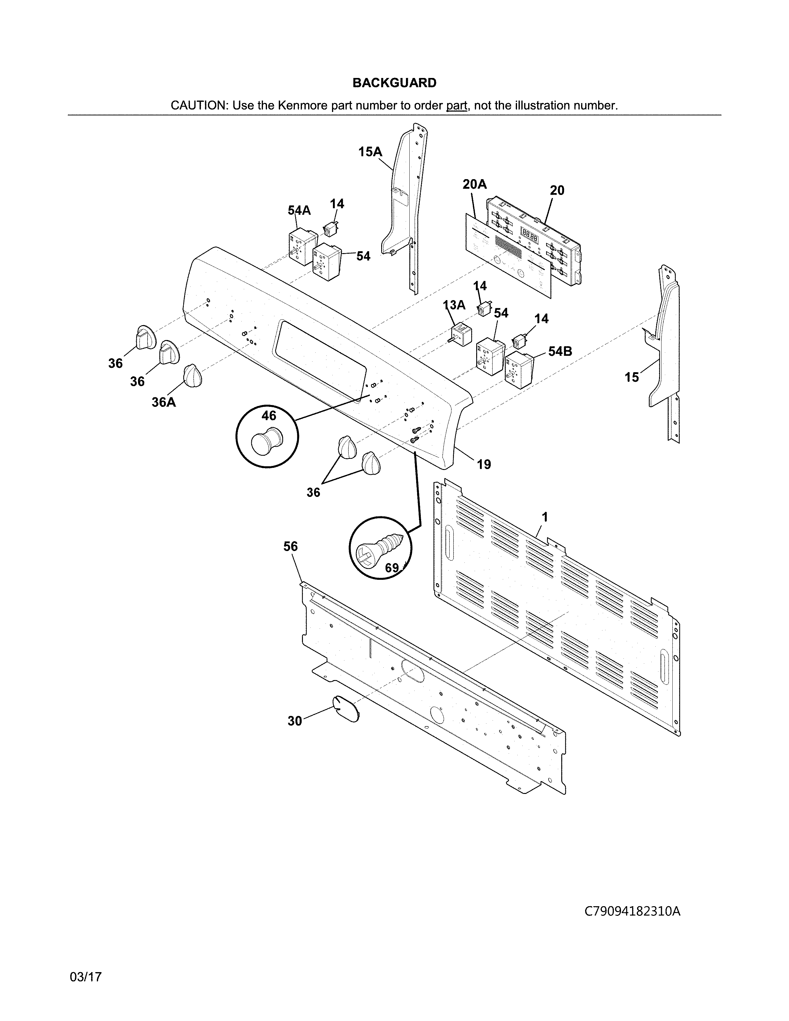 Kenmore 79096189710 backguard diagram