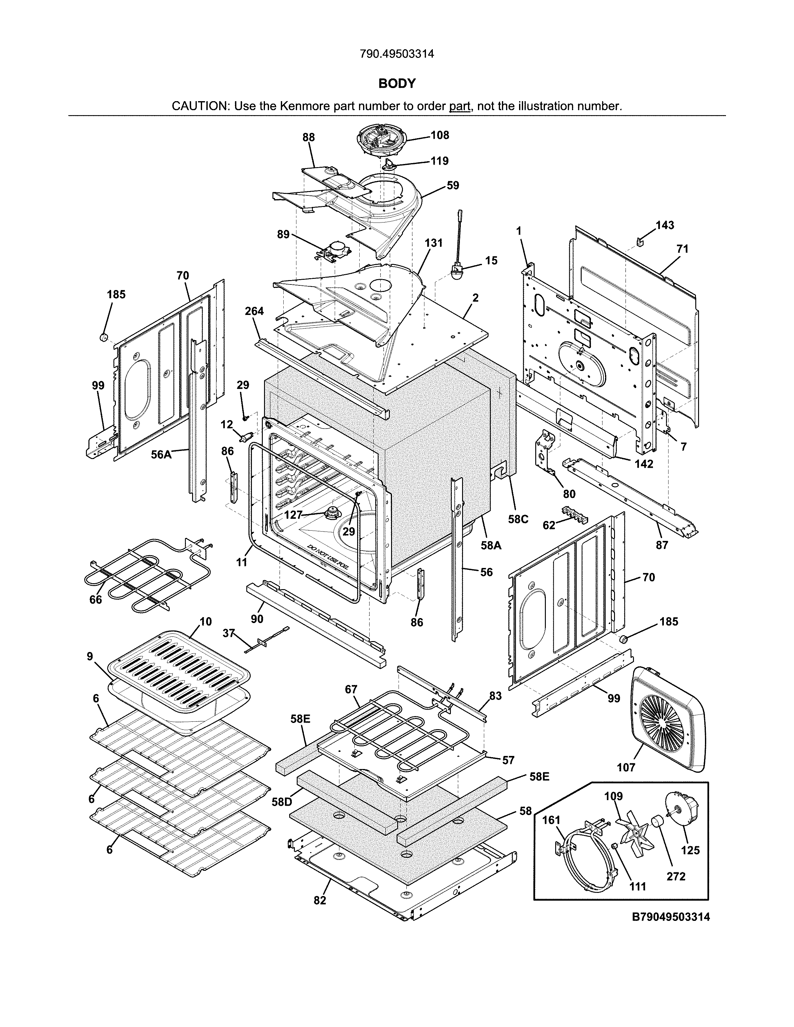 Kenmore 79049503314 body diagram