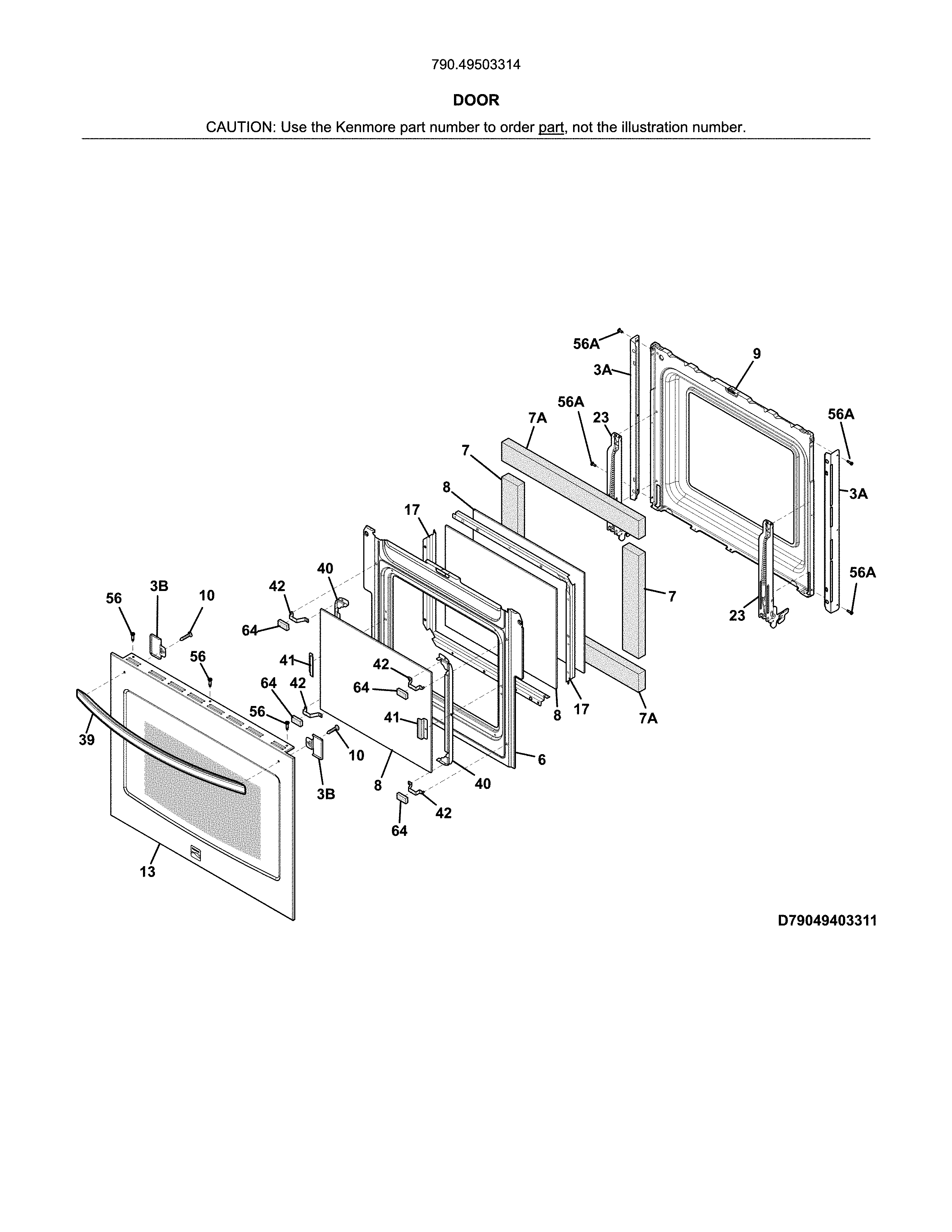 Kenmore 79049503314 door diagram