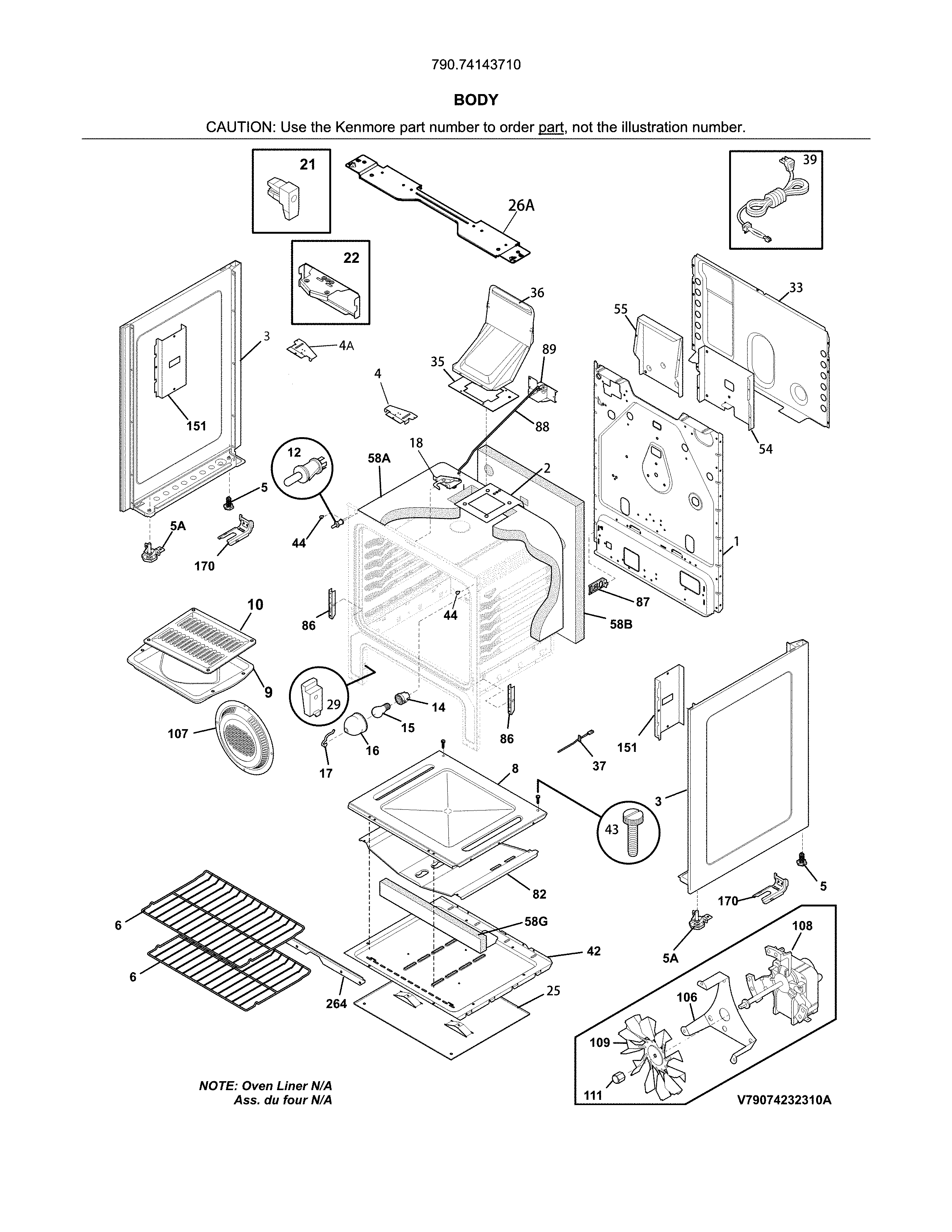 Kenmore 79074143710 body diagram