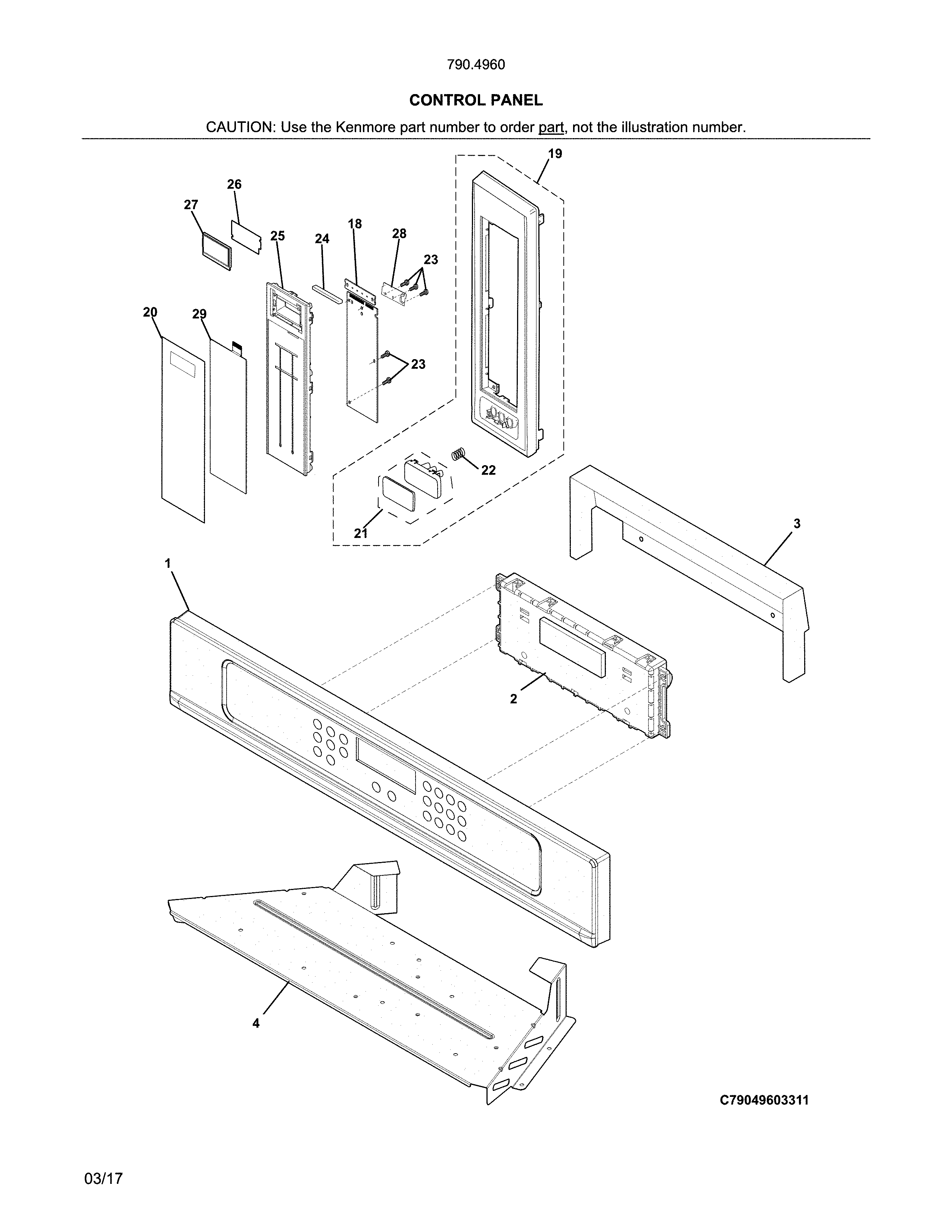 Kenmore 79049602315 control panel diagram