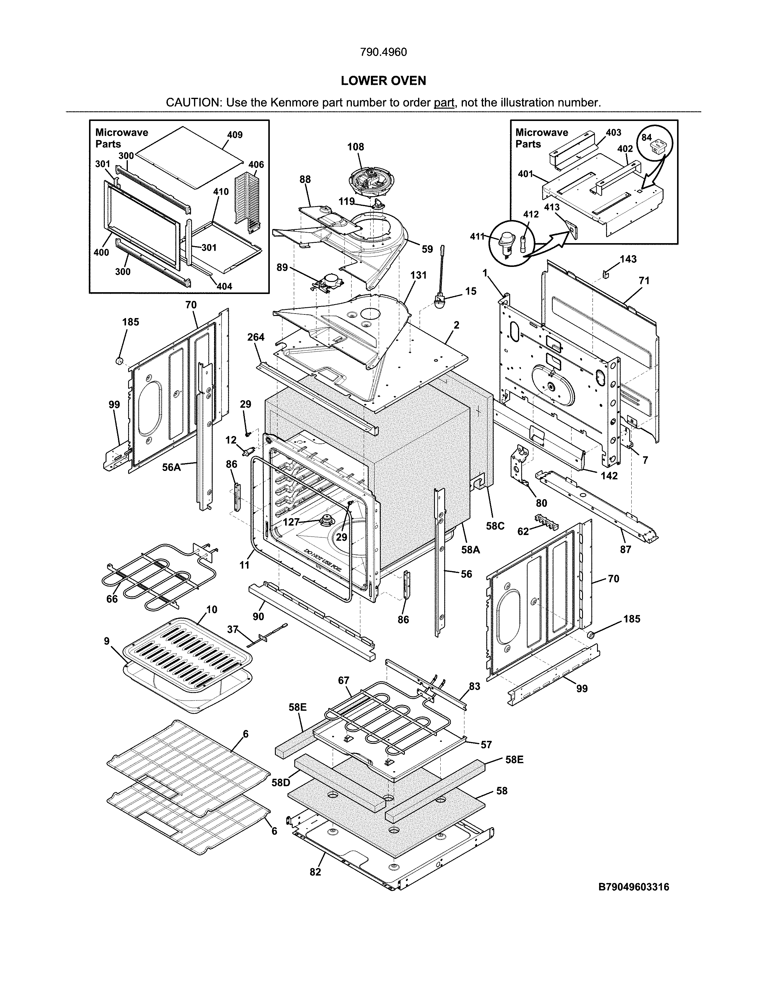 Kenmore 79049602315 lower oven diagram