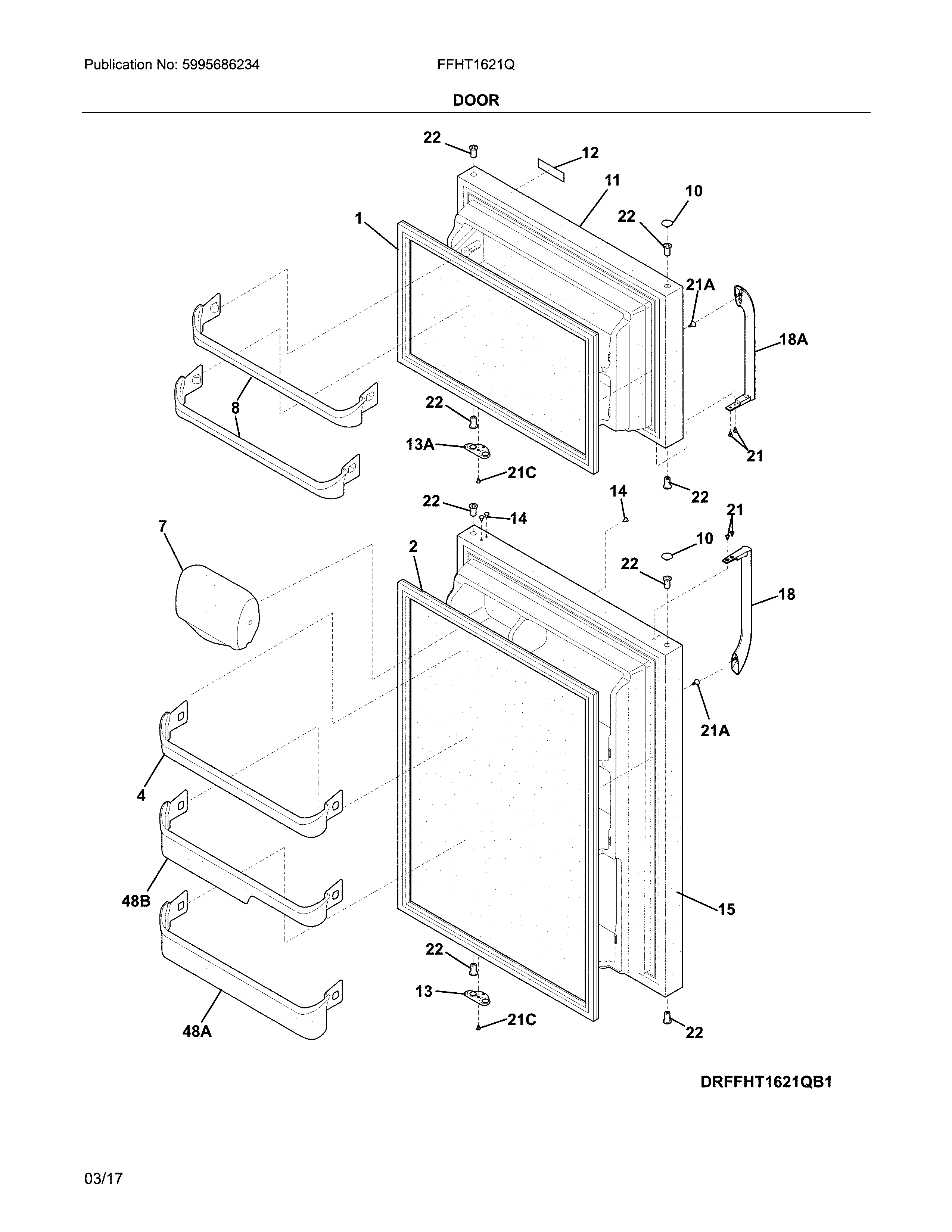 Frigidaire FFHT1621QB6 ddor diagram