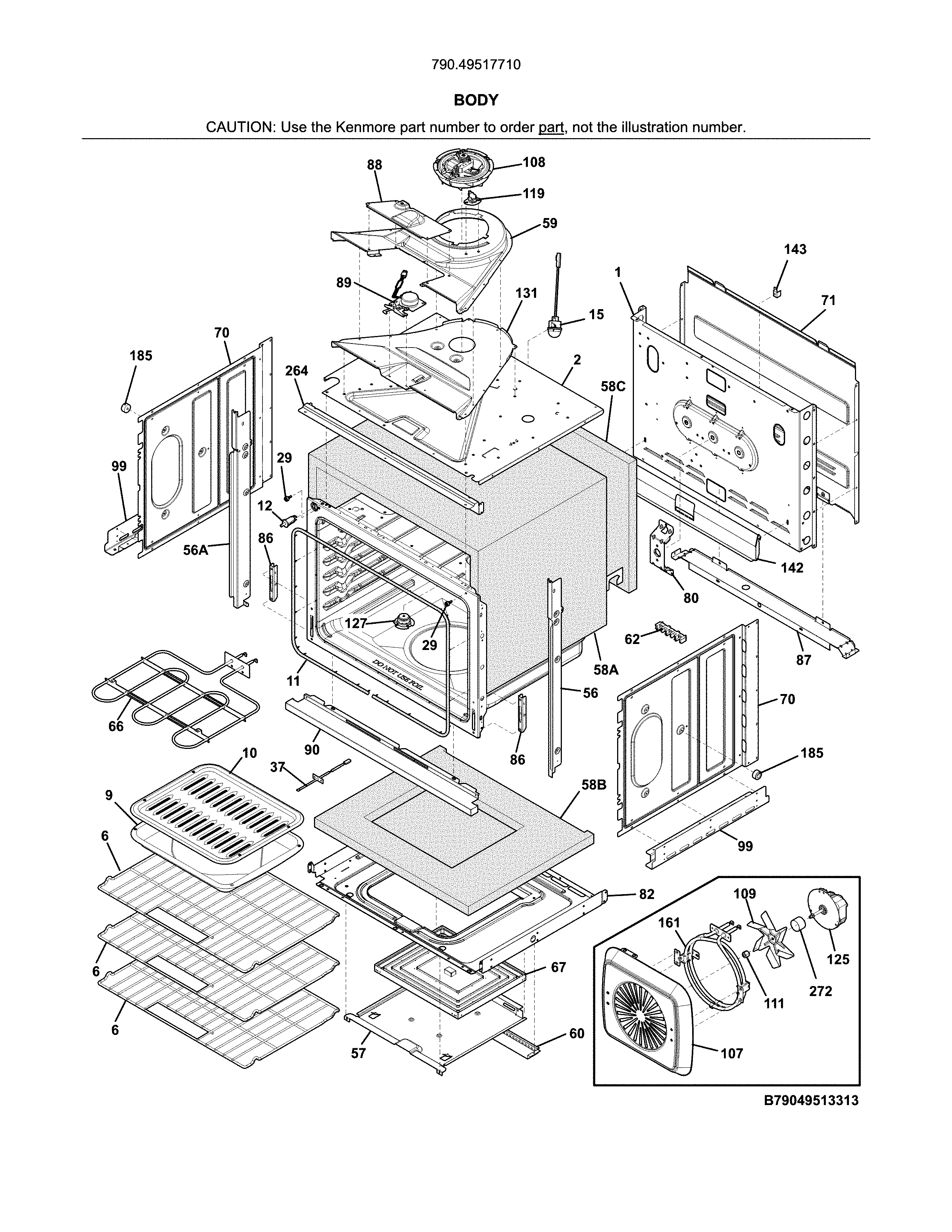 Kenmore 79049517710 body diagram