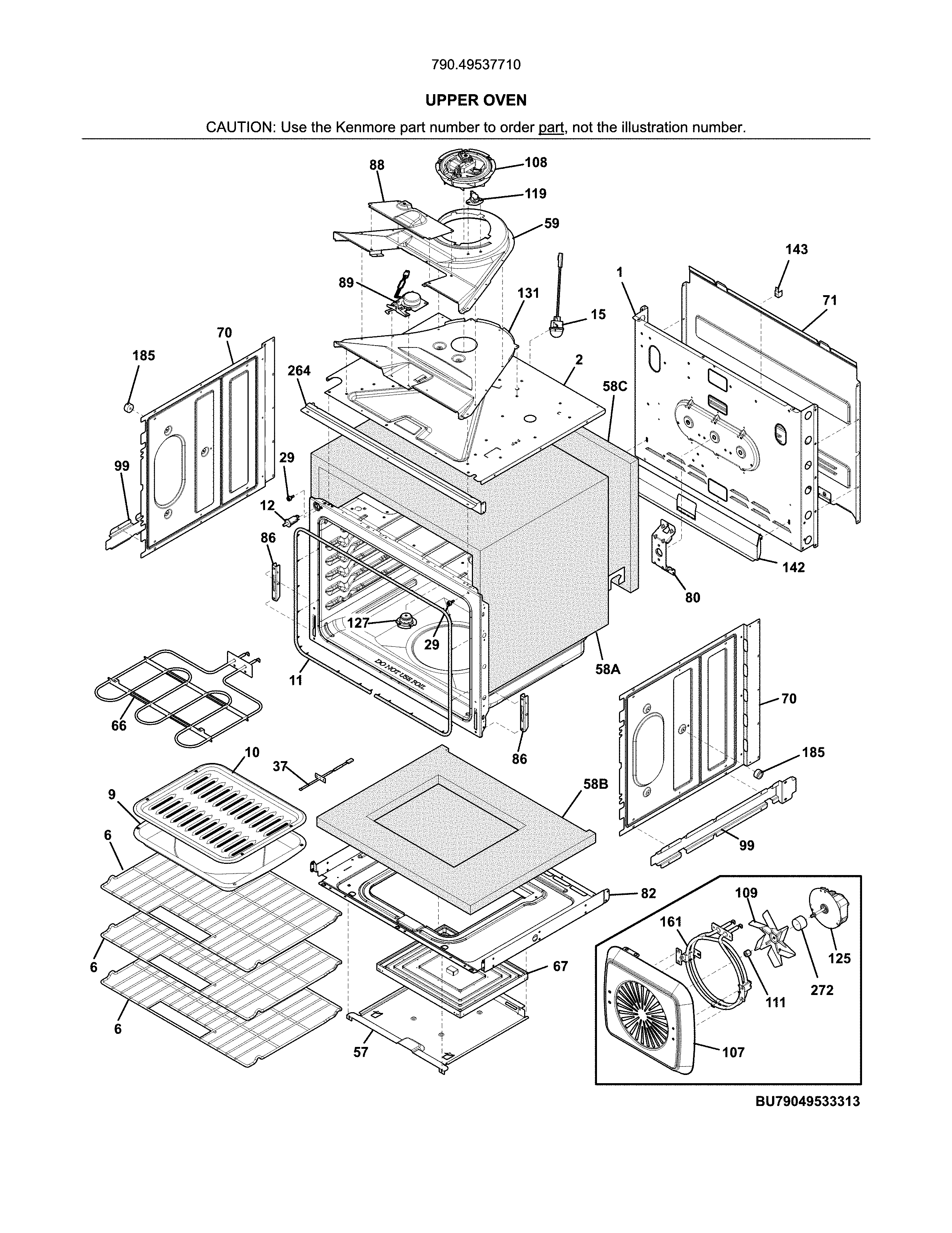 Kenmore 79049537710 upper oven diagram