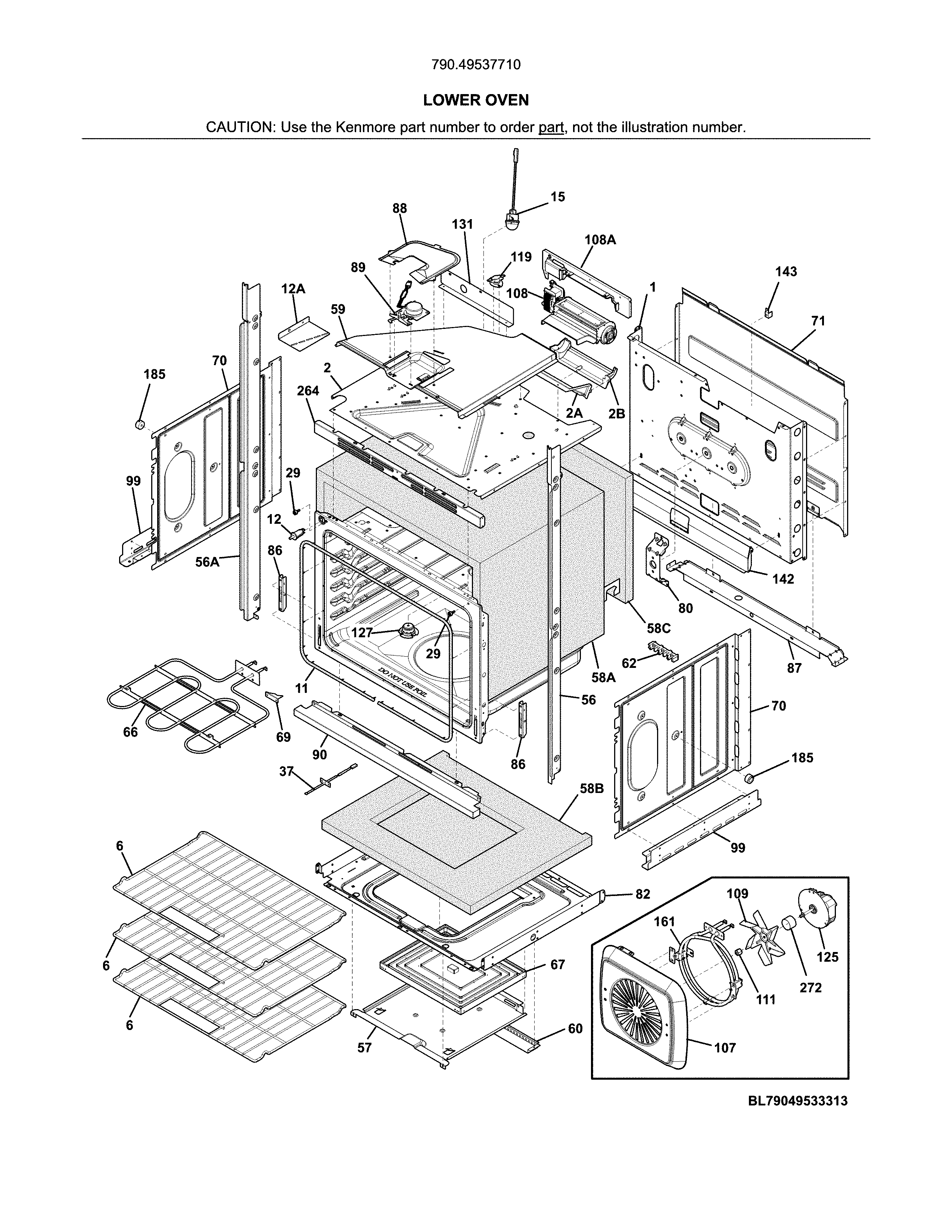 Kenmore 79049537710 lower oven diagram