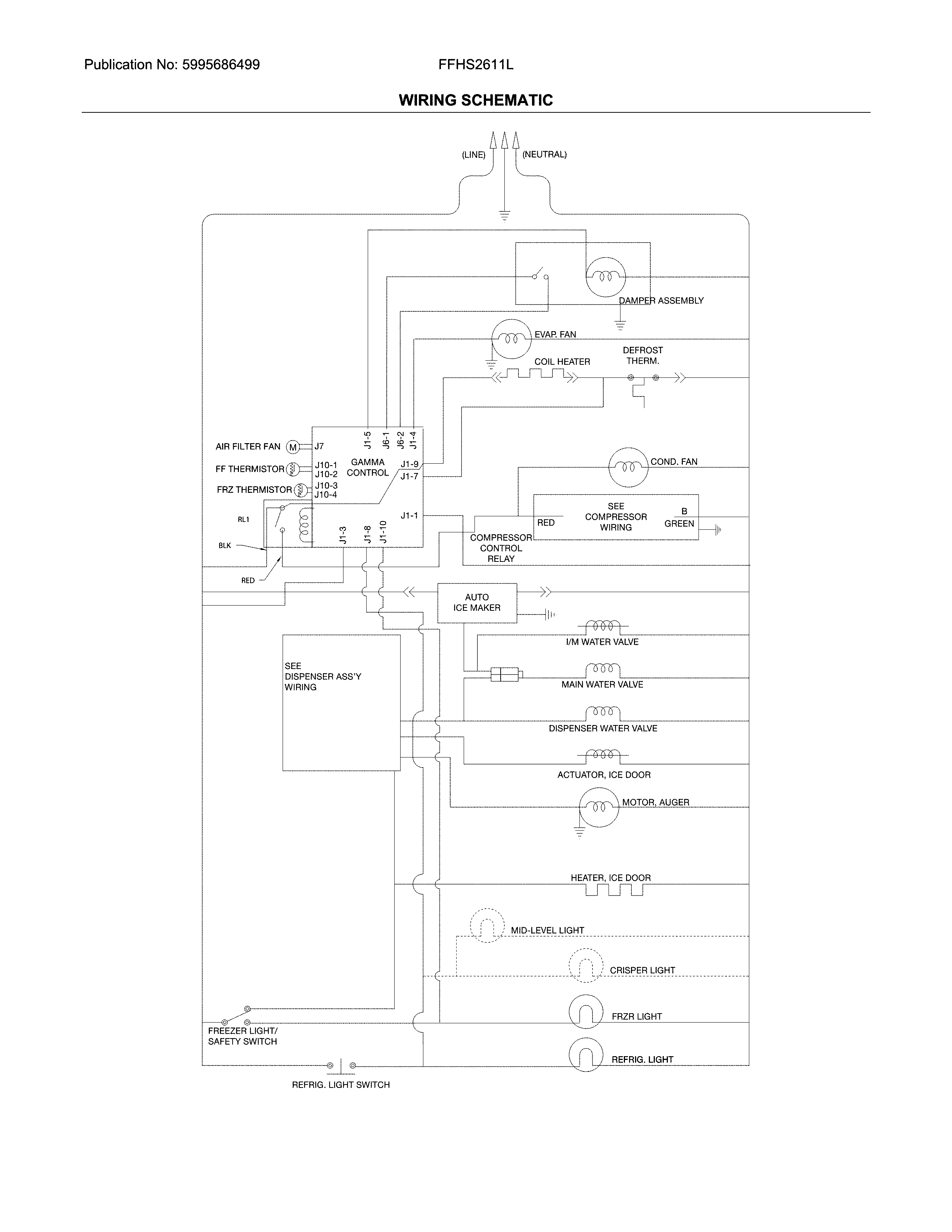 Frigidaire FFHS2611LWKA wiring schematic diagram