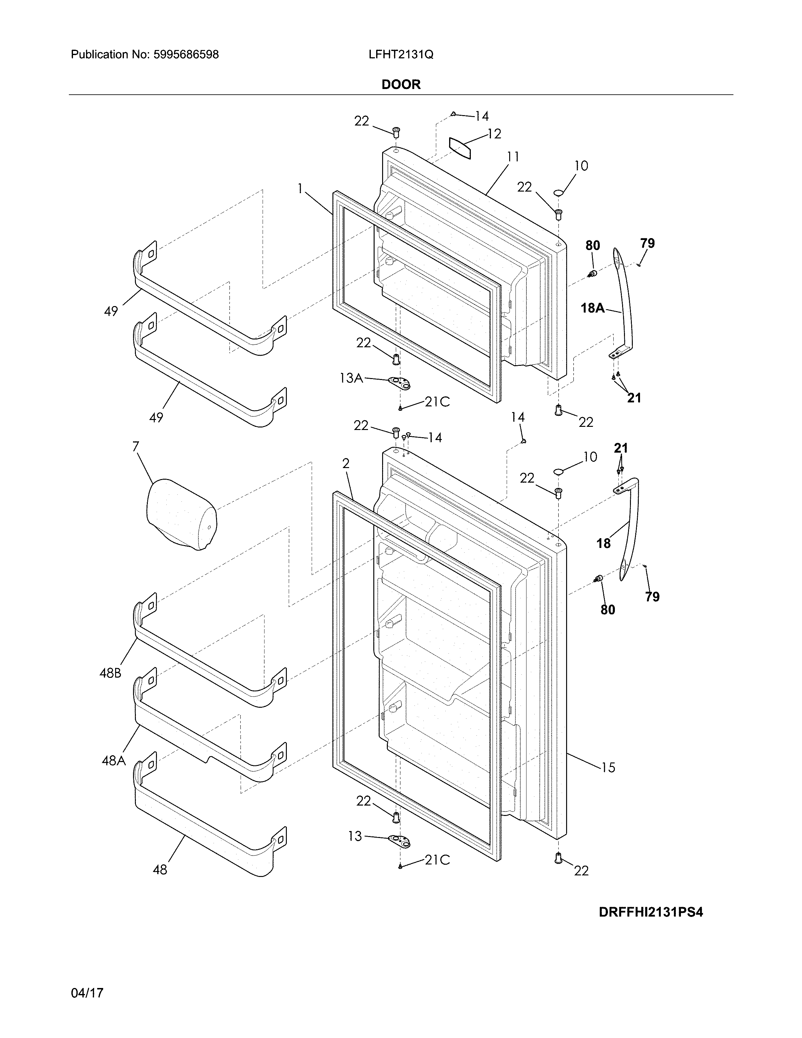 Frigidaire LFHT2131QP2 door diagram