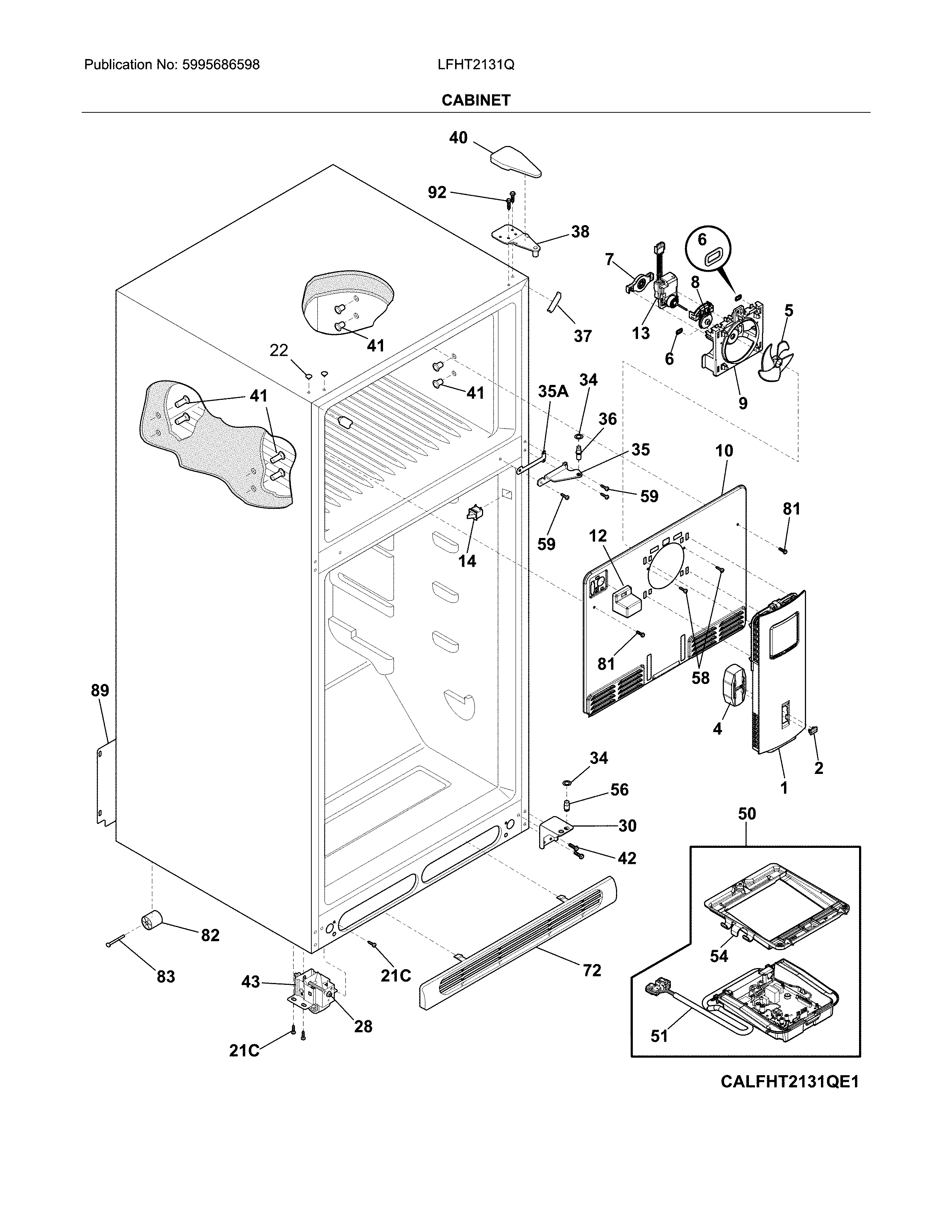 Frigidaire LFHT2131QP2 cabinet diagram